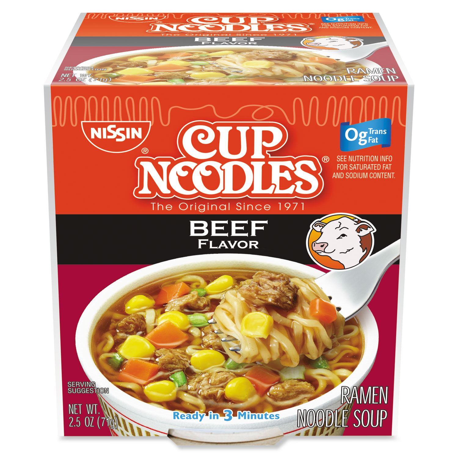 Cup Noodles, Beef, 2.5 oz Cup, 24/Carton