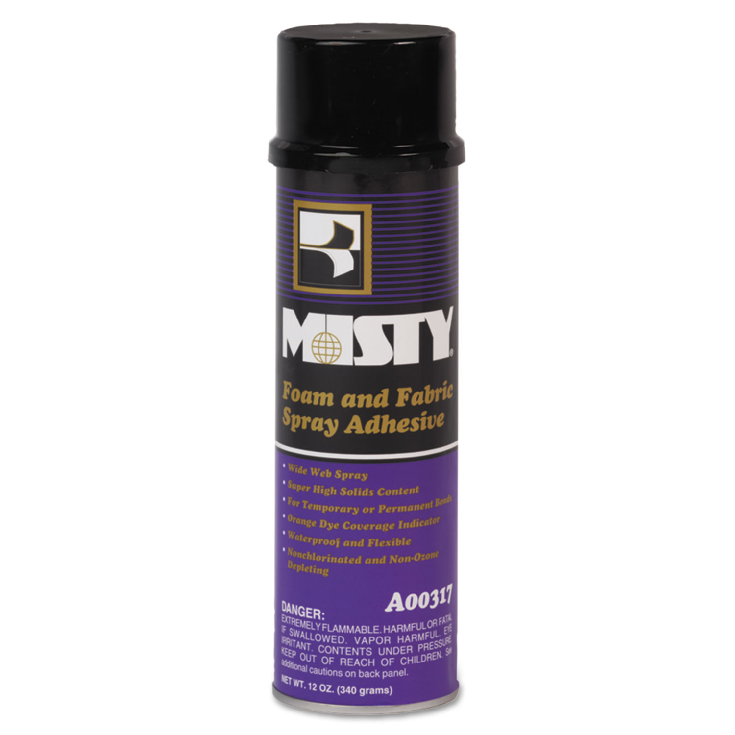  Misty 1028374 Foam and Fabric Spray Adhesive, 12 oz, Dries Clear, 12/Carton (AMR1028374) 