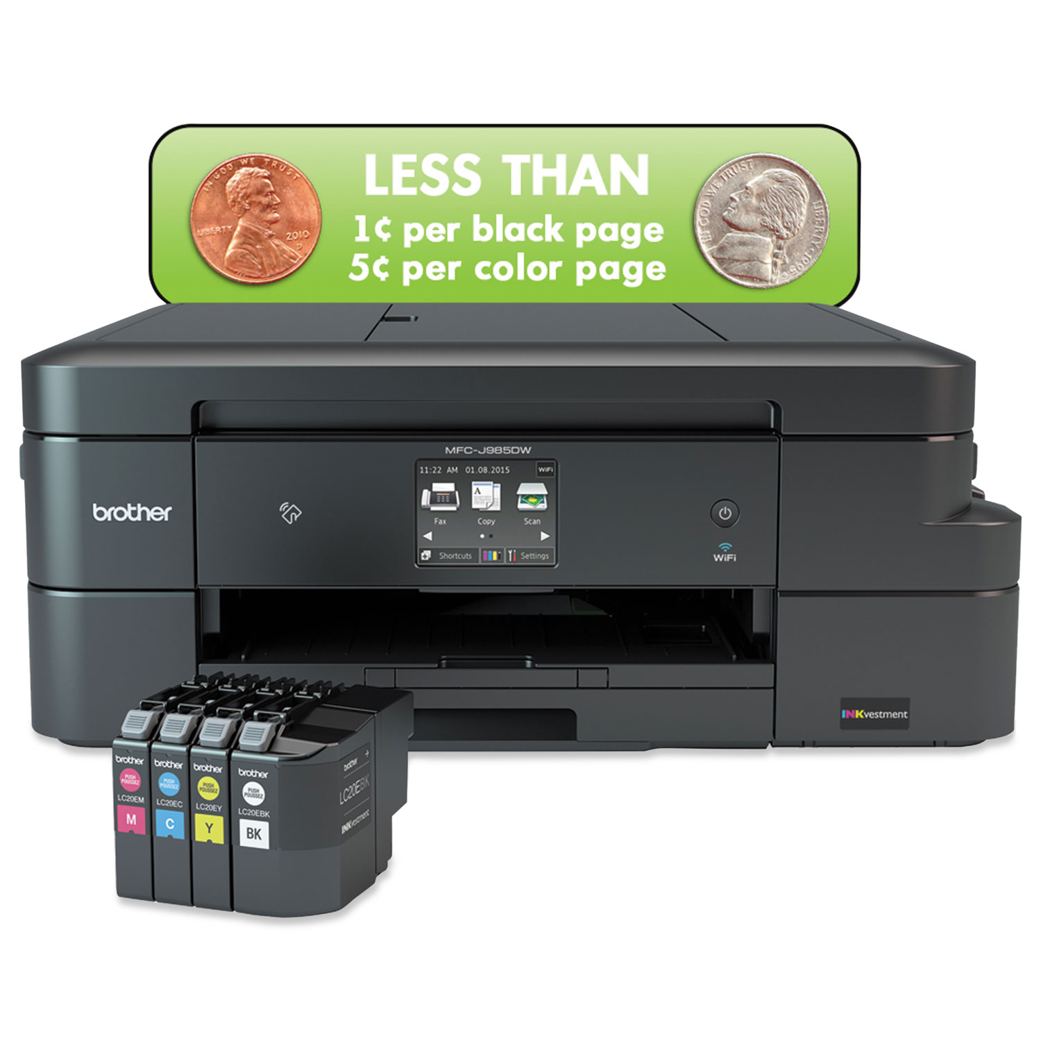 Work Smart MFC-J985DW All-in-One Copy/Fax/Print/Scan with INKvestment Cartridges