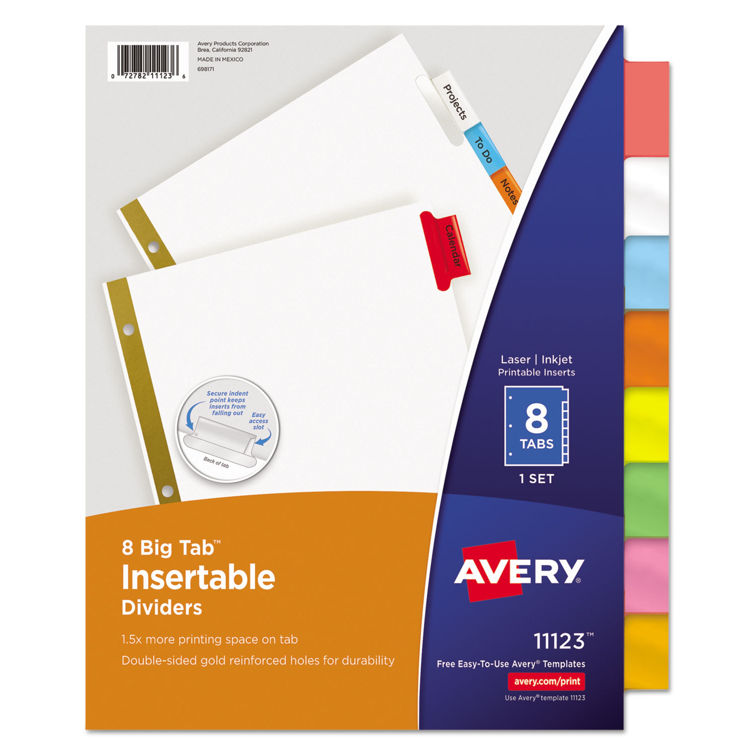  Avery 11123 Insertable Big Tab Dividers, 8-Tab, Letter (AVE11123) 