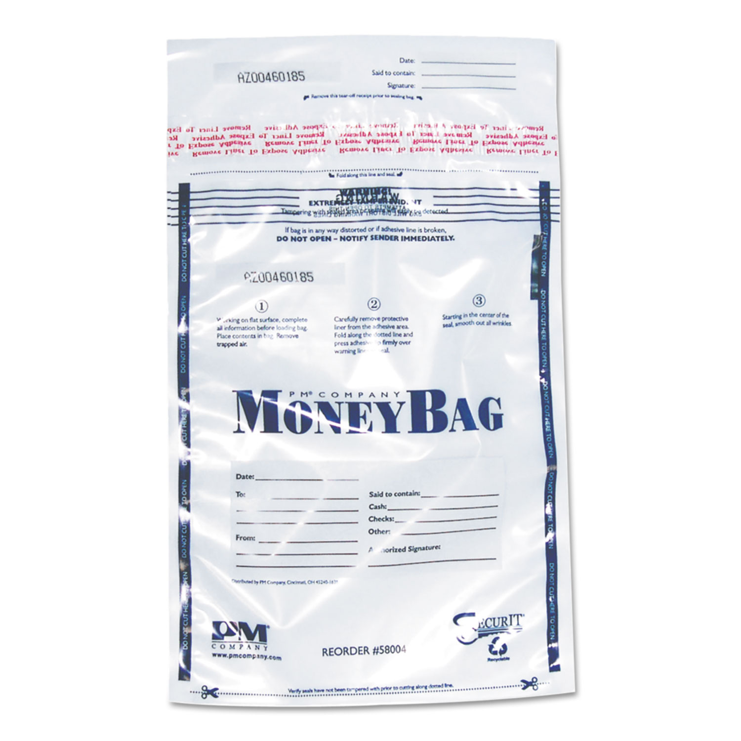  SecurIT 94190070 Tamper-Evident Deposit Bags, 12 x 16, Plastic, Clear, 100 per Pack (ICX94190070) 