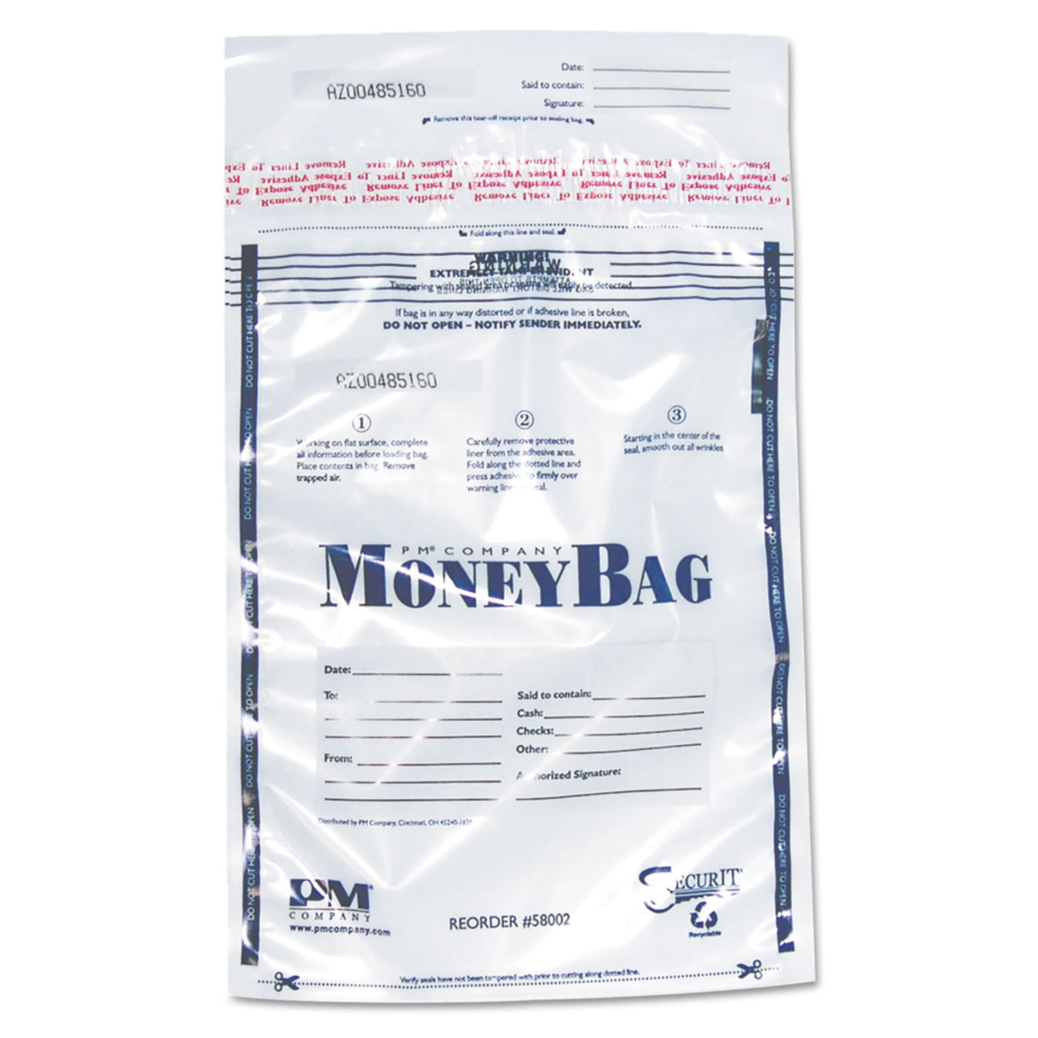  SecurIT PMC58002 Tamper-Evident Deposit Bags, 9 x 12, Plastic, Clear, 100 per Pack (ICX94190069) 