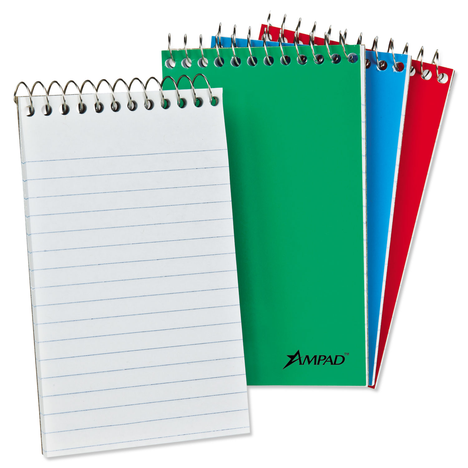 Wirebound Pocket Memo Book, Narrow, 6 x 4, White, 40 Sheets, 3/Pack