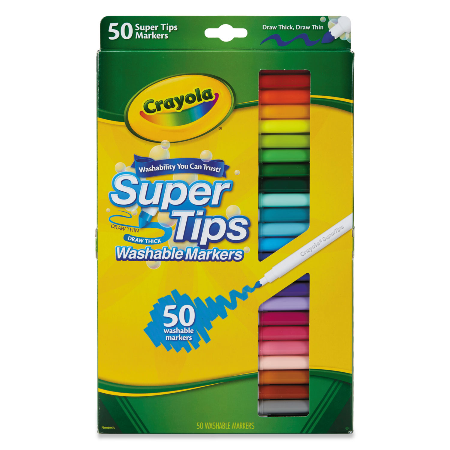  Crayola 585050 Washable Super Tips Markers, Broad/Fine Bullet Tip, Assorted Colors, (CYO585050) 