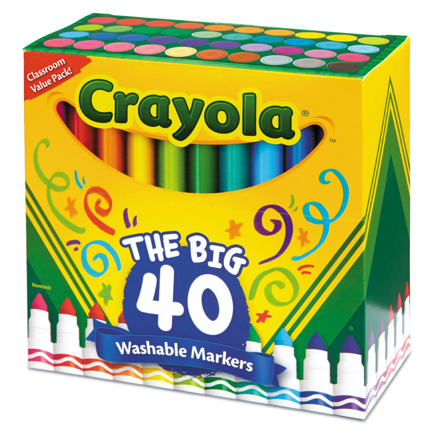  Crayola 587858 Ultra-Clean Washable Markers, Broad Bullet Tip, Assorted Colors, 40/Set (CYO587858) 