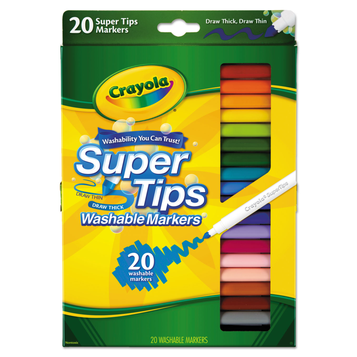  Crayola 588106 Washable Super Tips Markers, Broad/Fine Bullet Tip, Assorted Colors, (CYO588106) 