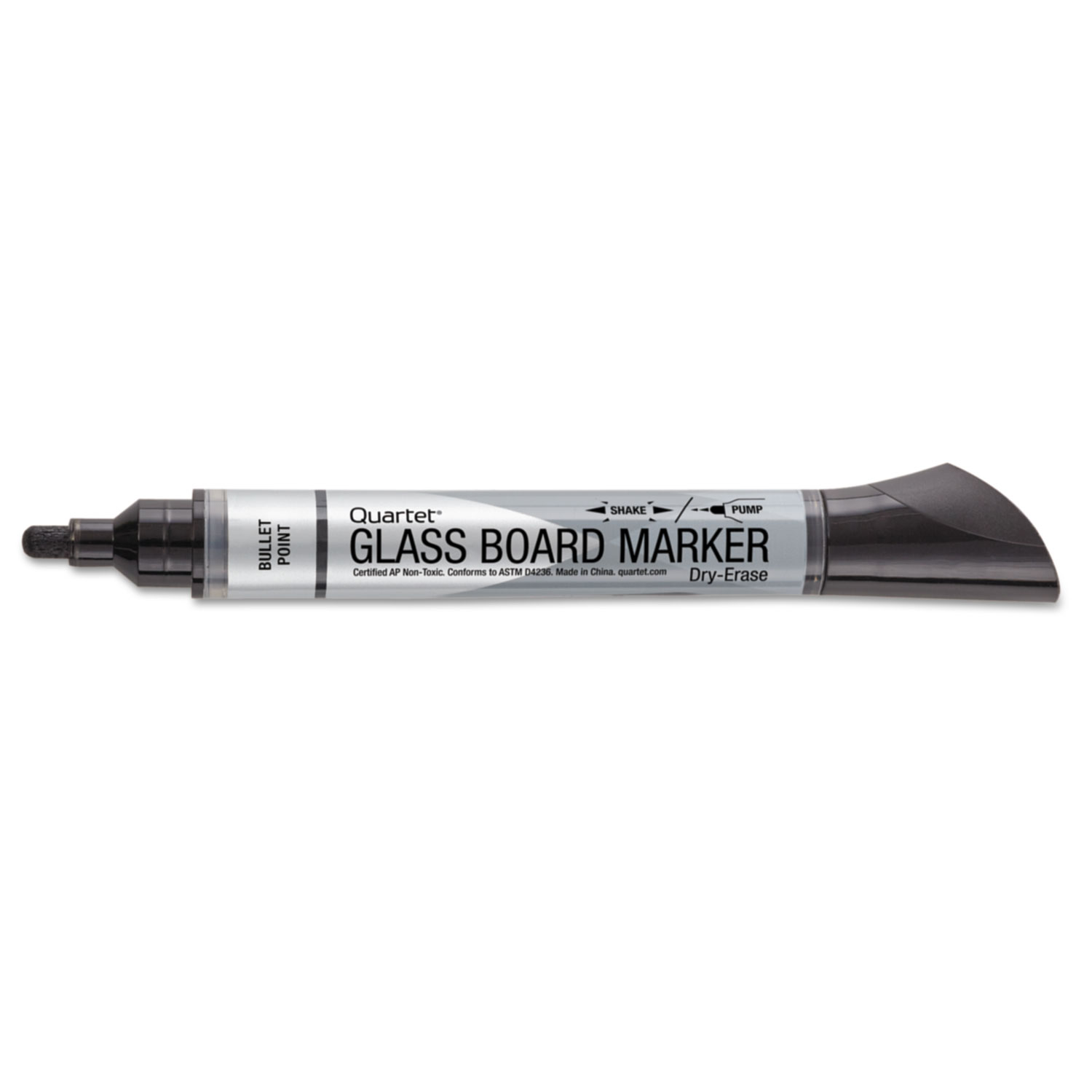 Premium Glass Board Dry Erase Marker, Bullet Tip, Black, Dozen