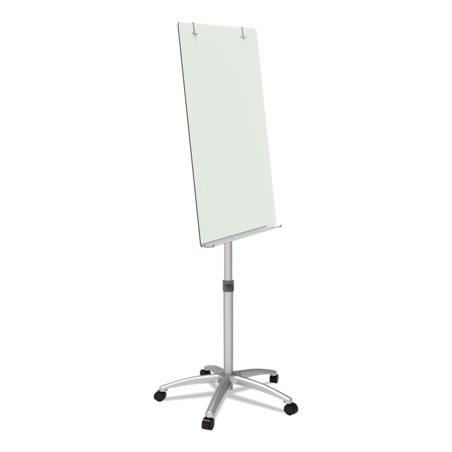 Infinity Glass Mobile Presentation Easel, 3 ft x 2 ft, Silver/White