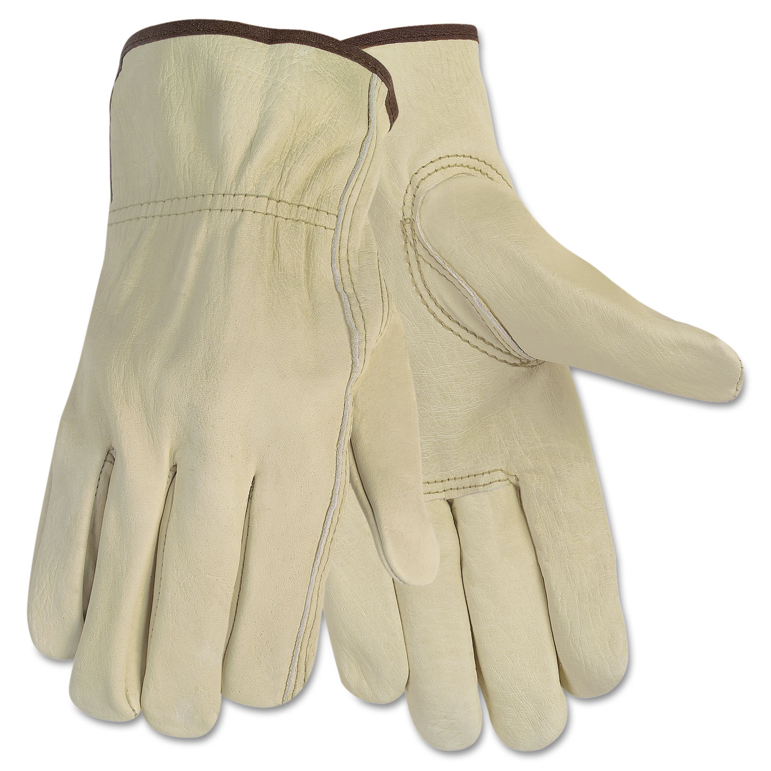 Economy Leather Driver Gloves, Medium, Beige, Pair