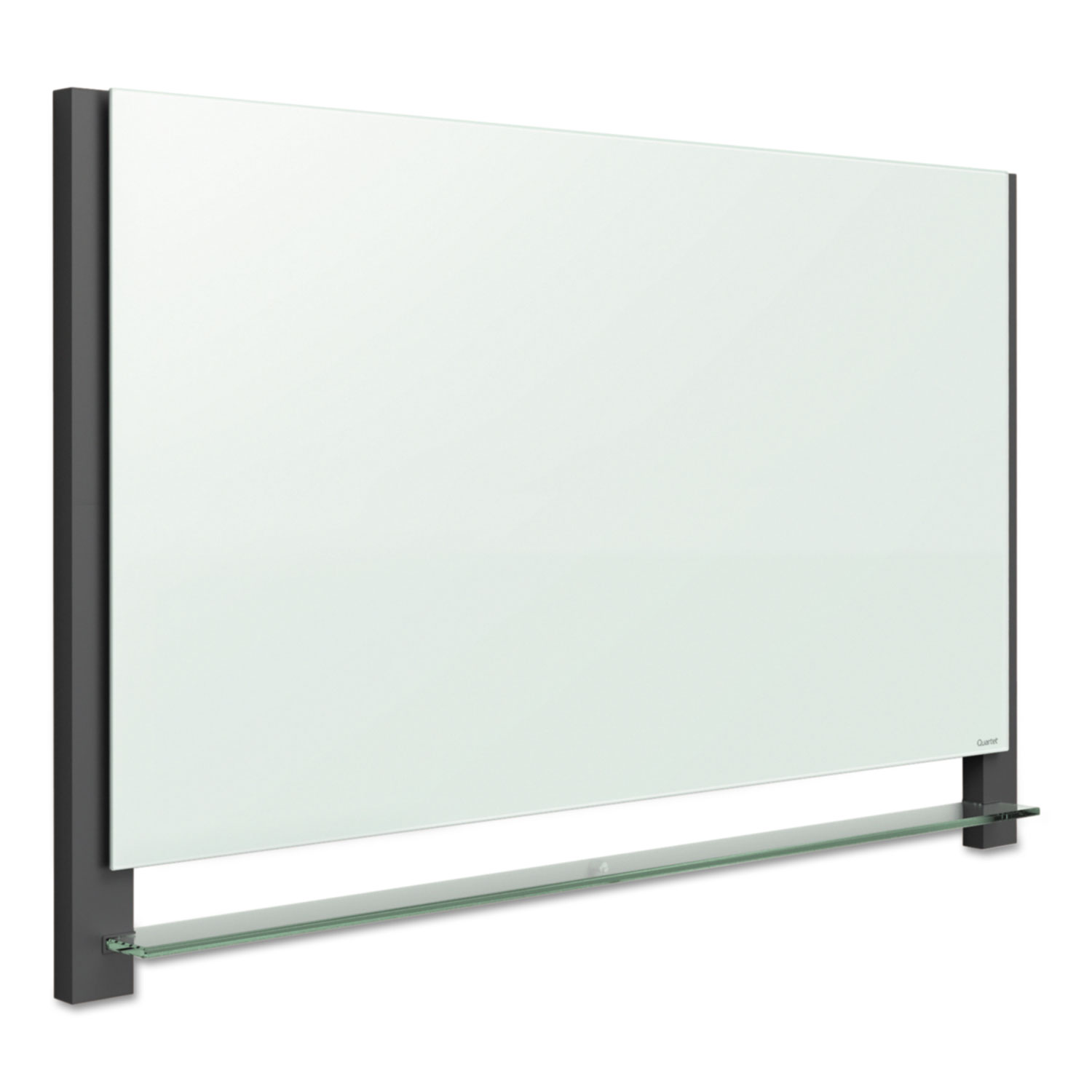 Evoque Magnetic Glass Marker Board with Black Aluminum Frame, 50 x 28, White