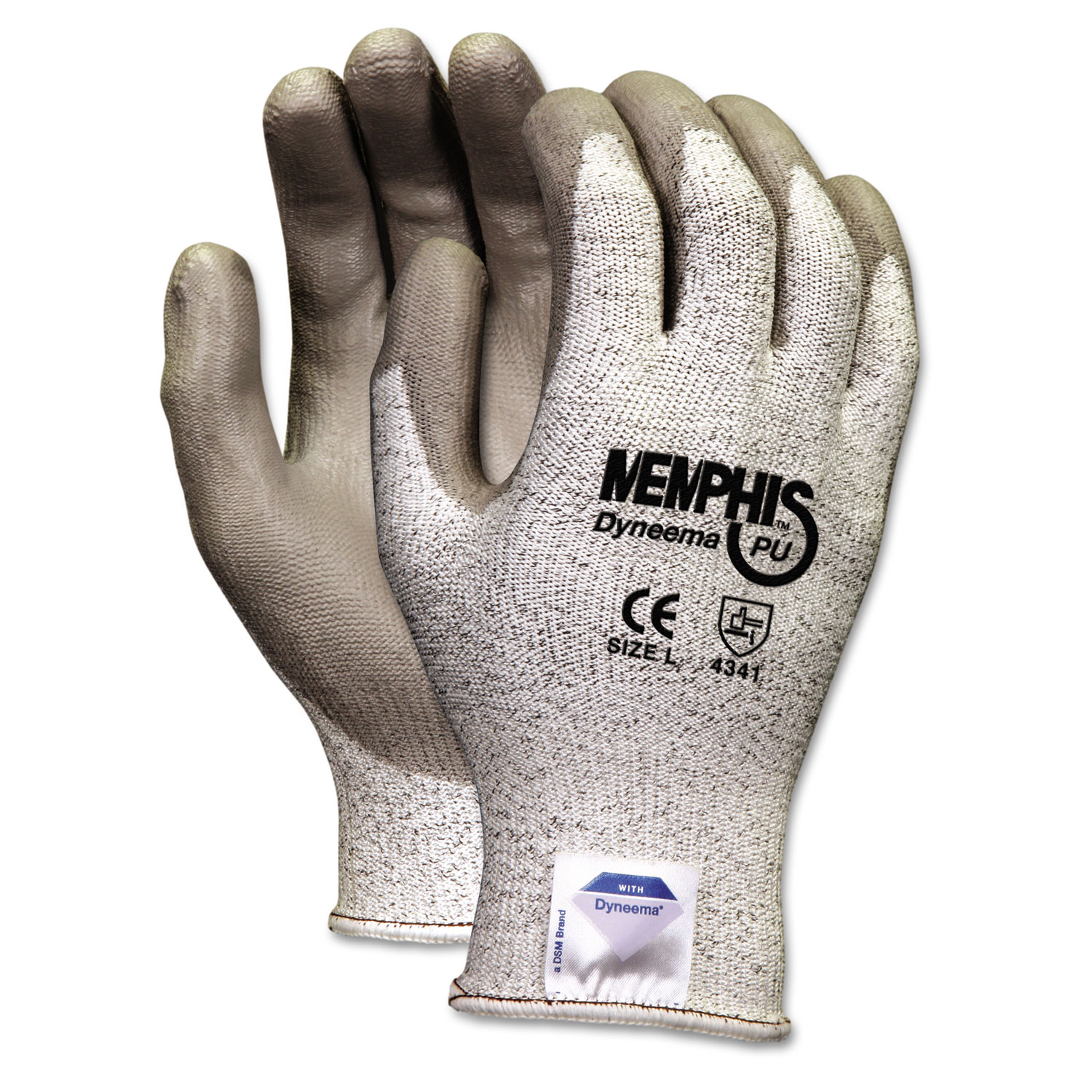  MCR Safety 9672L Memphis Dyneema Polyurethane Gloves, Large, White/Gray, Pair (CRW9672L) 