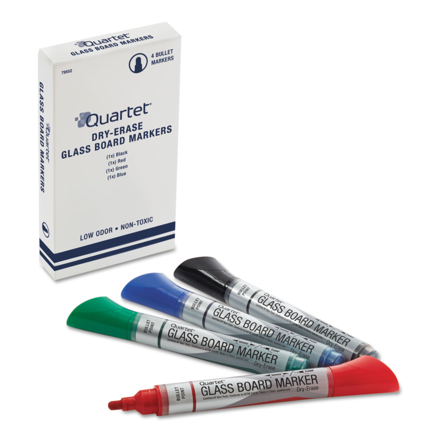 Premium Glass Board Dry Erase Marker, Broad Bullet Tip, Assorted Colors,  4/Pack - Burris Inc