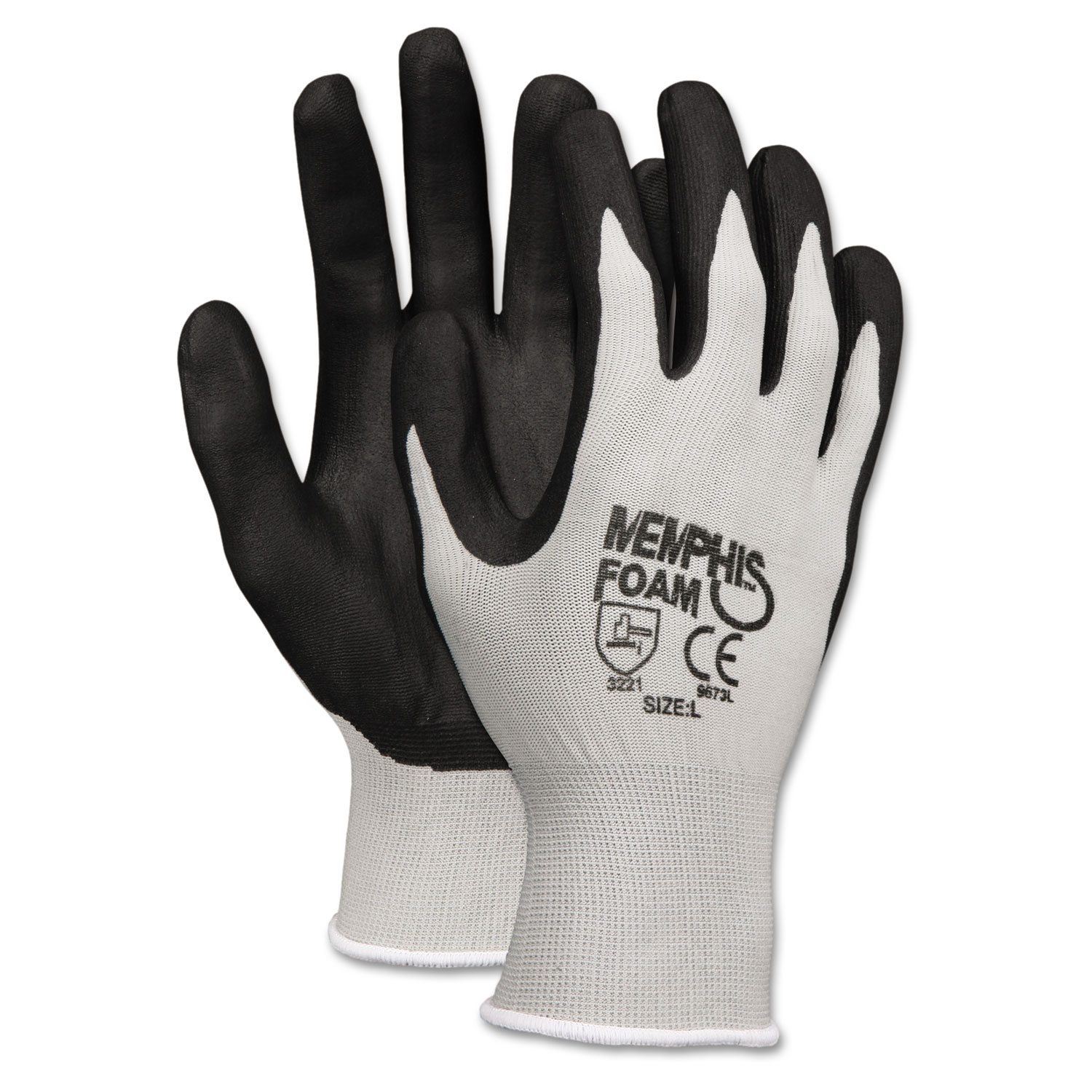  MCR Safety 9673M Economy Foam Nitrile Gloves, Medium, Gray/Black, 12 Pairs (CRW9673M) 