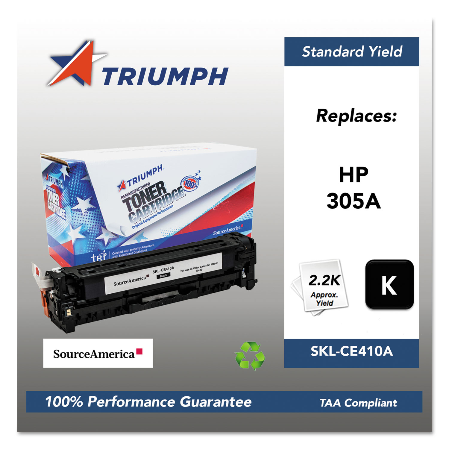  Triumph SKL-CE410A 751000NSH1283 Remanufactured CE410A (305A) Toner, 2200 Page-Yield, Black (SKLCE410A) 