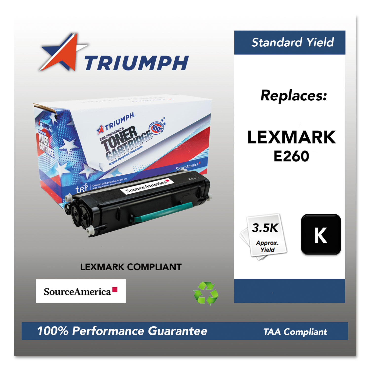  Triumph TRI-E260A11A 751000NSH1060 Remanufactured E260A11A (E260) Toner, 3500 Page-Yield, Black (SKLE260A11A) 