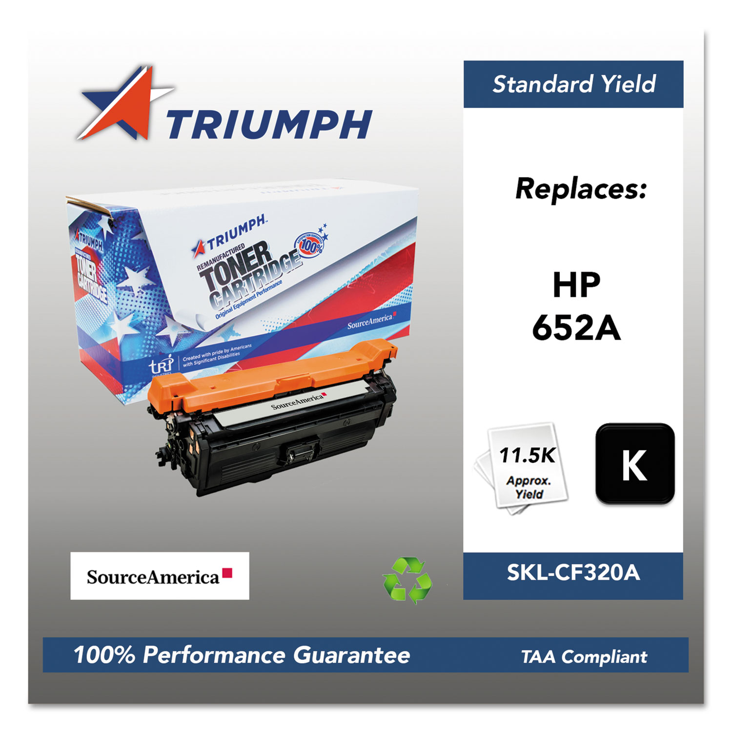  Triumph SKL-CF320A 751000NSH1598 Remanufactured CF320A (652A) Toner, 11500 Page-Yield, Black (SKLCF320A) 