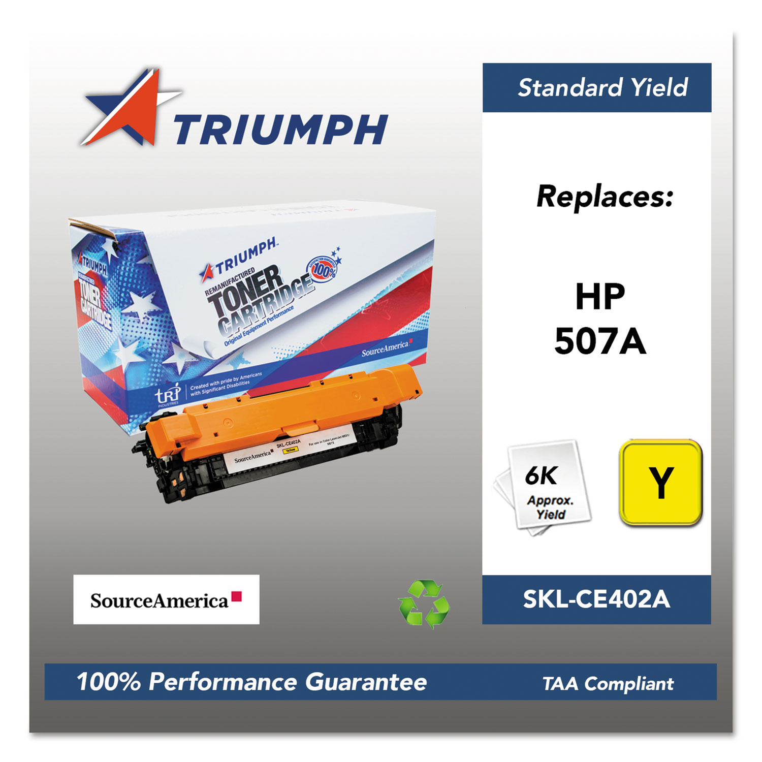  Triumph SKL-CE402A 751000NSH1281 Remanufactured CE402A (507A) Toner, 6000 Page-Yield, Yellow (SKLCE402A) 