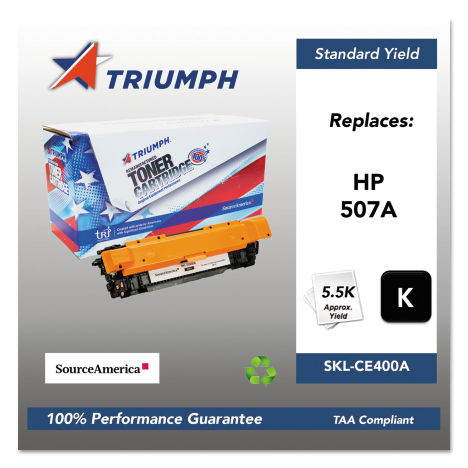  Triumph SKL-CE400A 751000NSH1278 Remanufactured CE400A (507A) Toner, 5500 Page-Yield, Black (SKLCE400A) 
