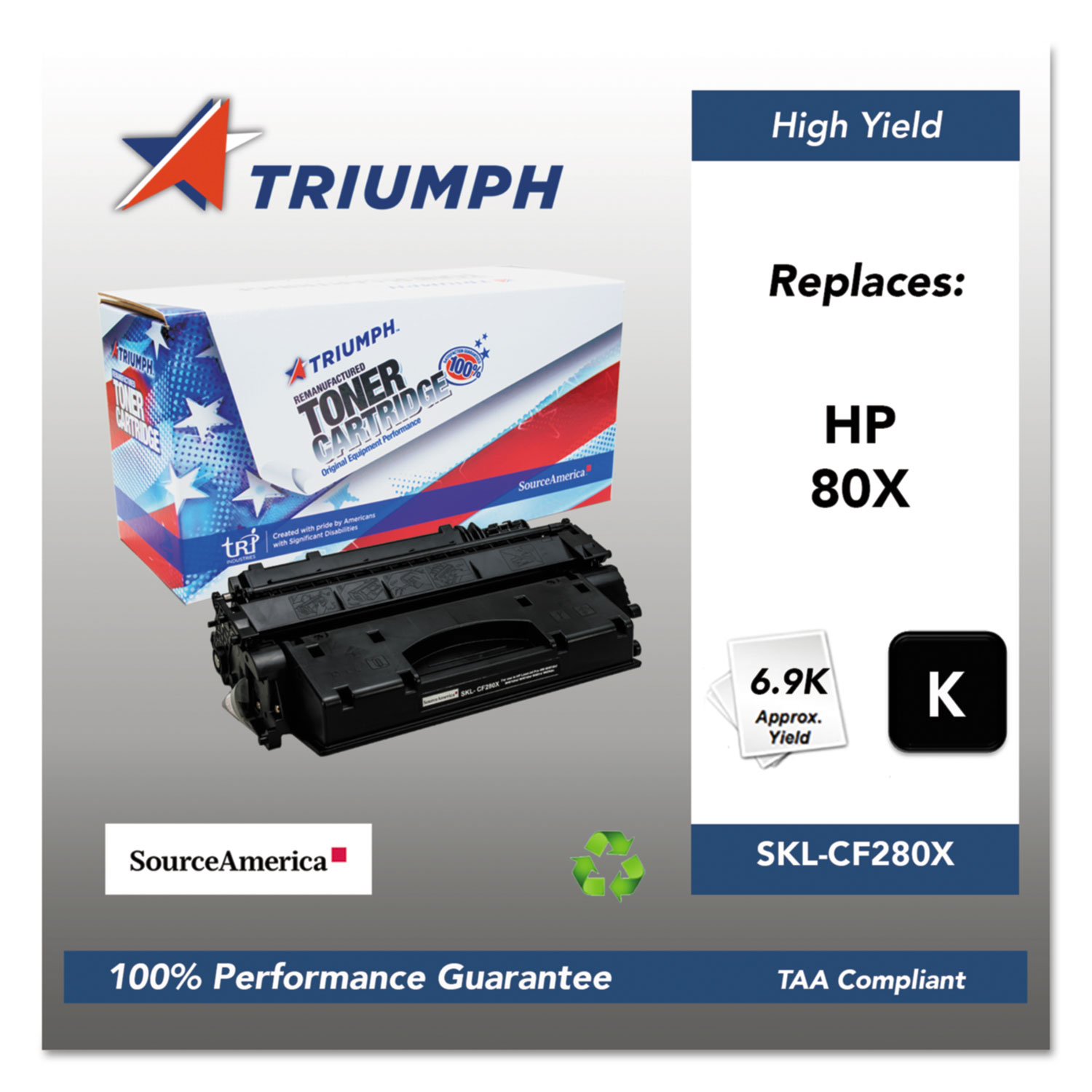  Triumph SKL-CF280X 751000NSH1319 Remanufactured CF280X (80X) High-Yield Toner, 6900 Pg-Yld, Black (SKLCF280X) 