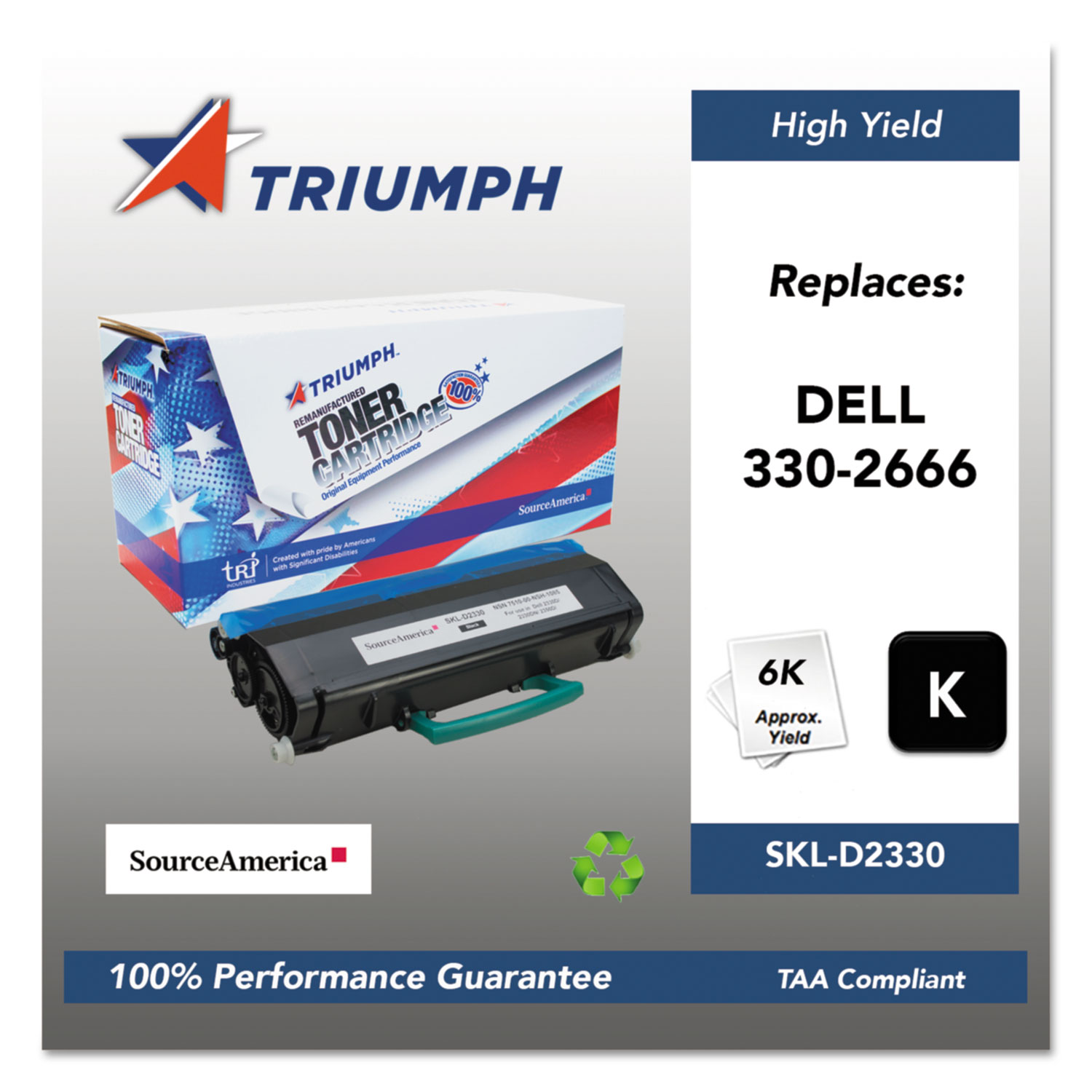  Triumph SKL-D2330 751000NSH1085 Remanufactured 330-2666 High-Yield Toner, 6000 Page-Yield, Black (SKLD2330) 