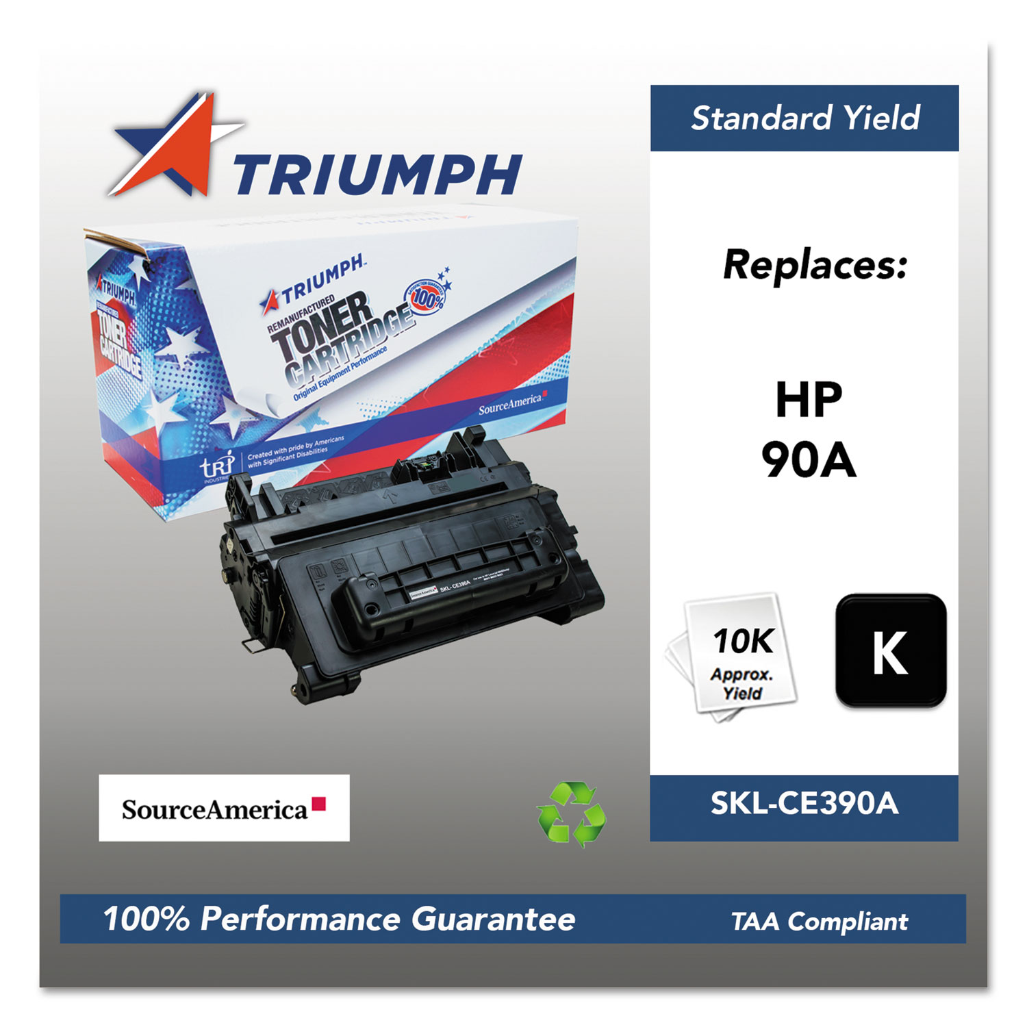  Triumph SKL-CE390A 751000NSH1221 Remanufactured CE390A (90A) Toner, 10000 Page-Yield, Black (SKLCE390A) 