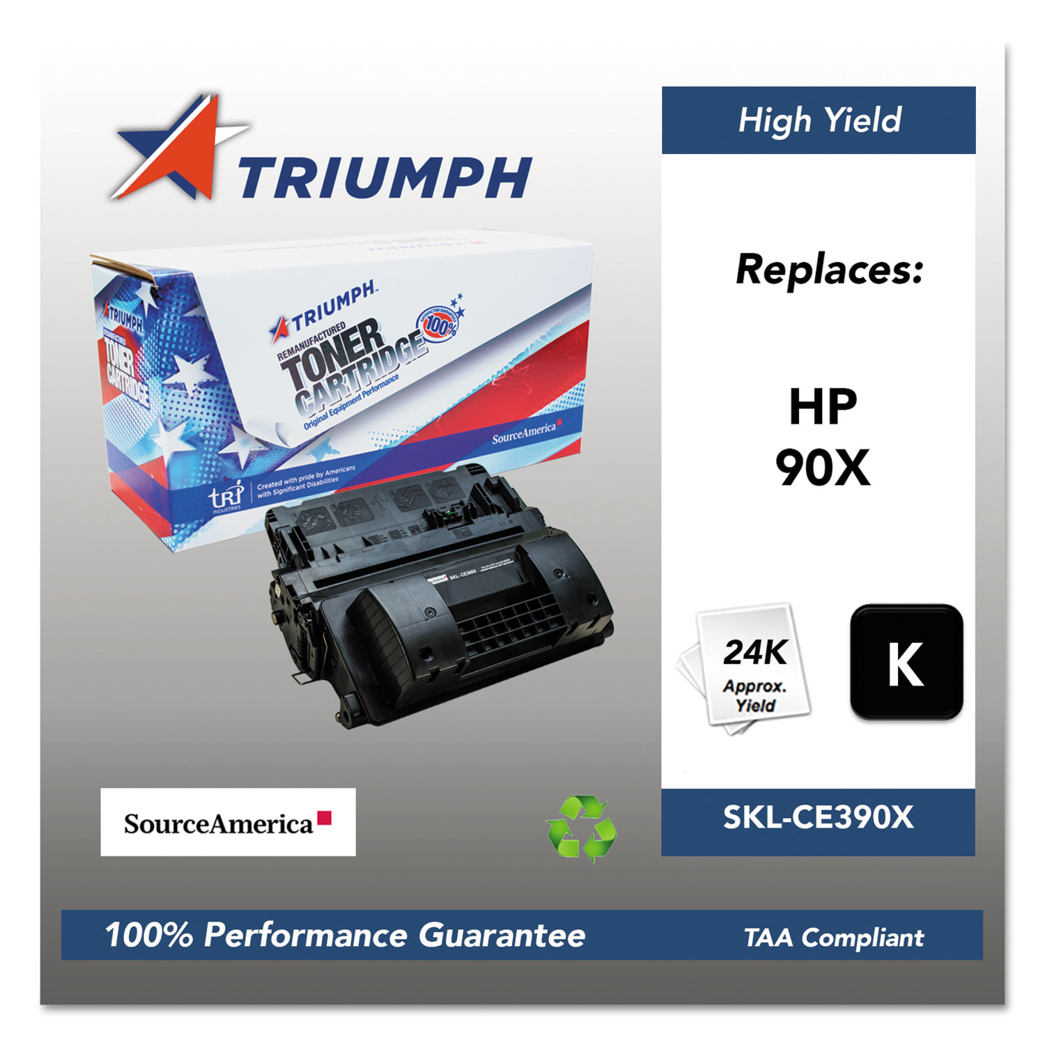  Triumph SKL-CE390X 751000NSH1222 Remanufactured CE390X (90X) Toner, 24000 Page-Yield, Black (SKLCE390X) 