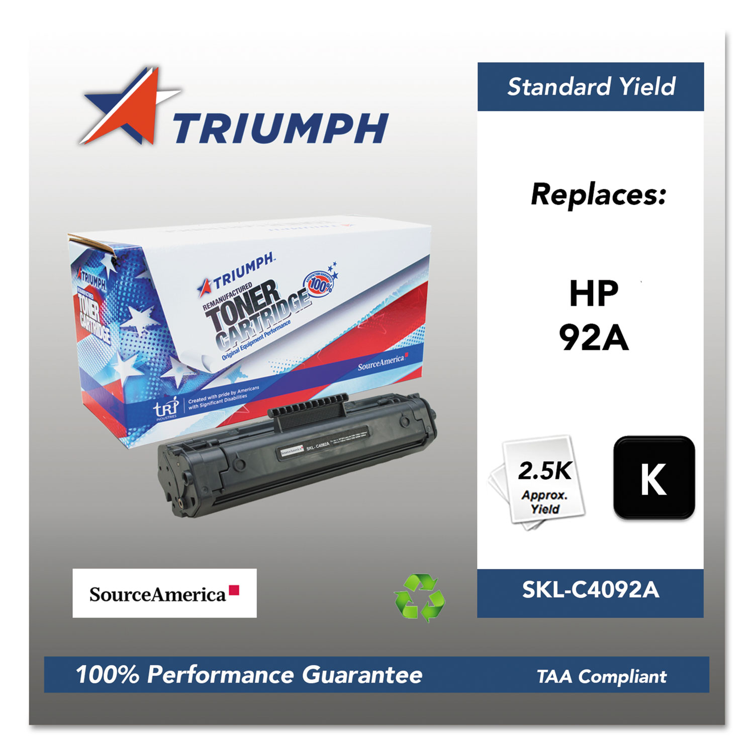  Triumph SKL-C4092A 751000NSH0172 Remanufactured C4092A (92A) Toner, 2500 Page-Yield, Black (SKLC4092A) 