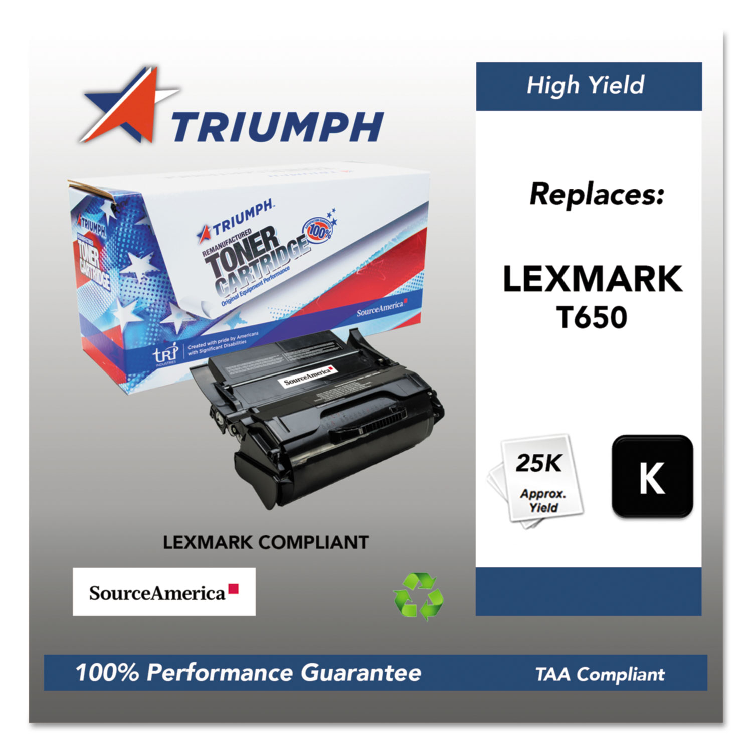  Triumph TRI-T650H11A 751000NSH1063 Remanufactured T650H11A (T650) Toner, 25000 Page-Yield, Black (SKLT650H11A) 