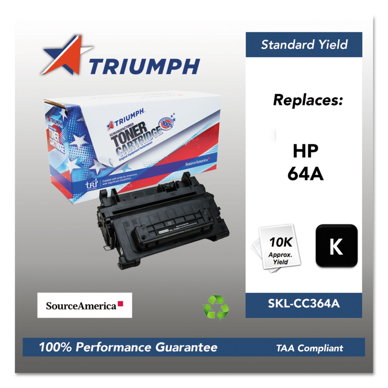  Triumph SKL-CC364A 751000NSH0964 Remanufactured CC364A (64A) Toner, 10000 Page-Yield, Black (SKLCC364A) 