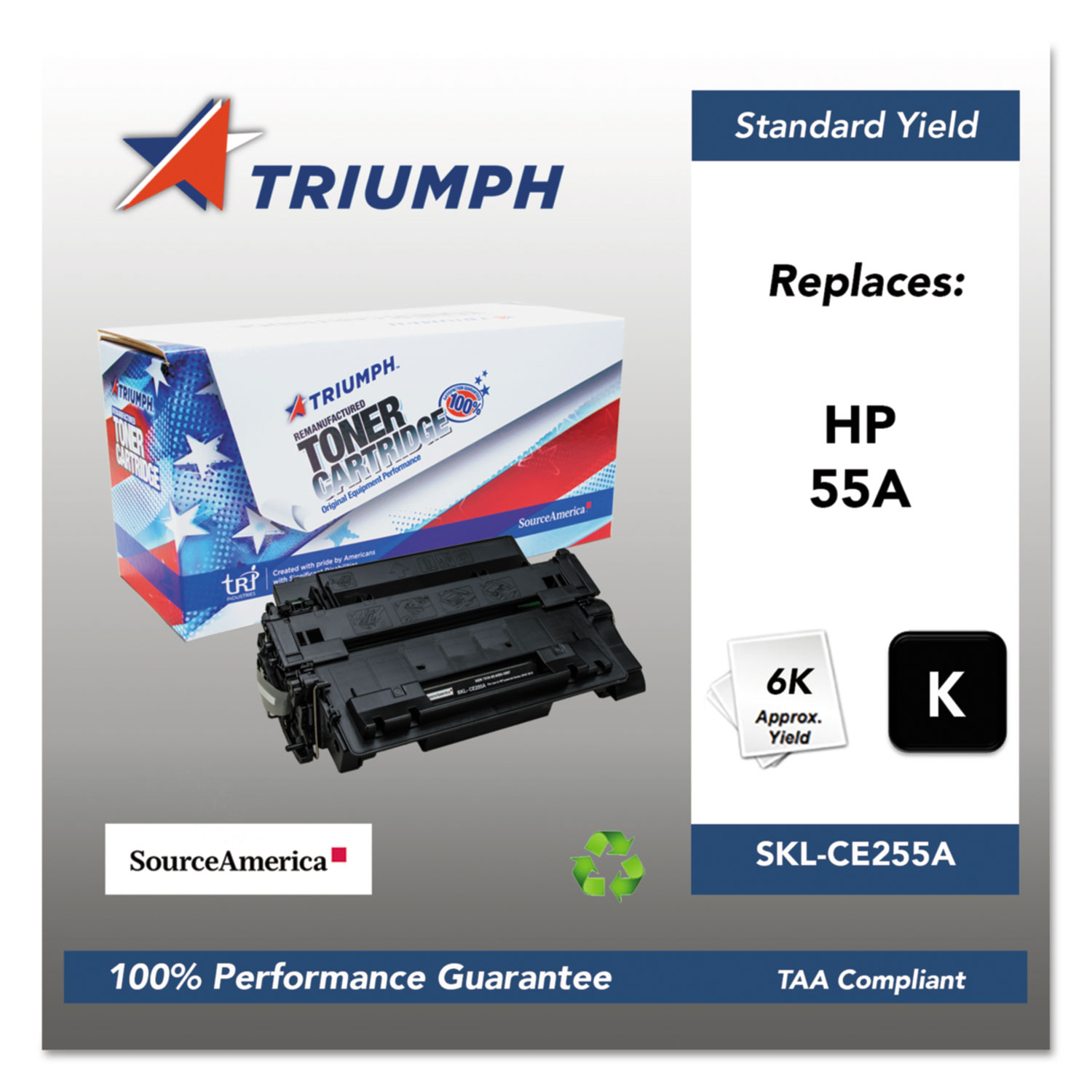  Triumph SKL-CE255A 751000NSH1097 Remanufactured CE255A (55A) Toner, 6000 Page-Yield, Black (SKLCE255A) 