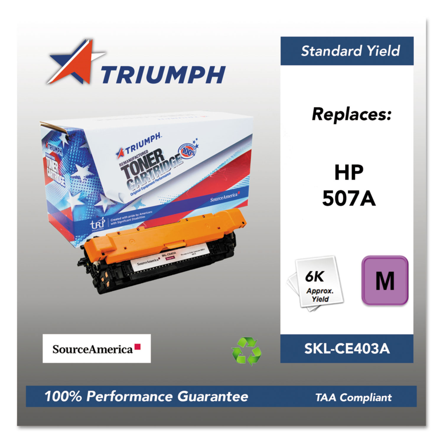  Triumph SKL-CE403A 751000NSH1282 Remanufactured CE403A (507A) Toner, 6000 Page-Yield, Magenta (SKLCE403A) 