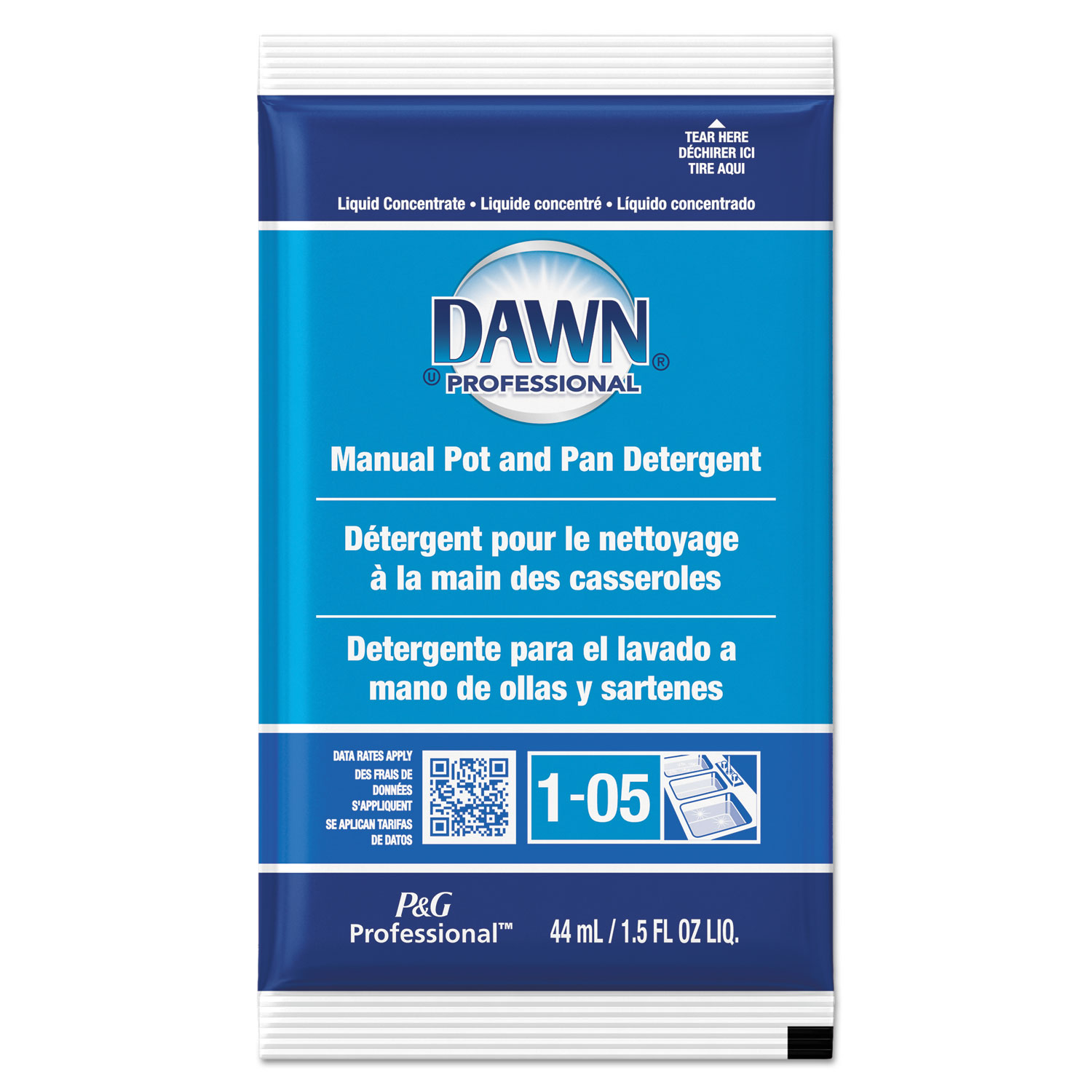  Dawn Professional 01331 Manual Pot/Pan Dish Detergent, Original Scent, 1.5 oz Packet, 120/Carton (PGC01331) 