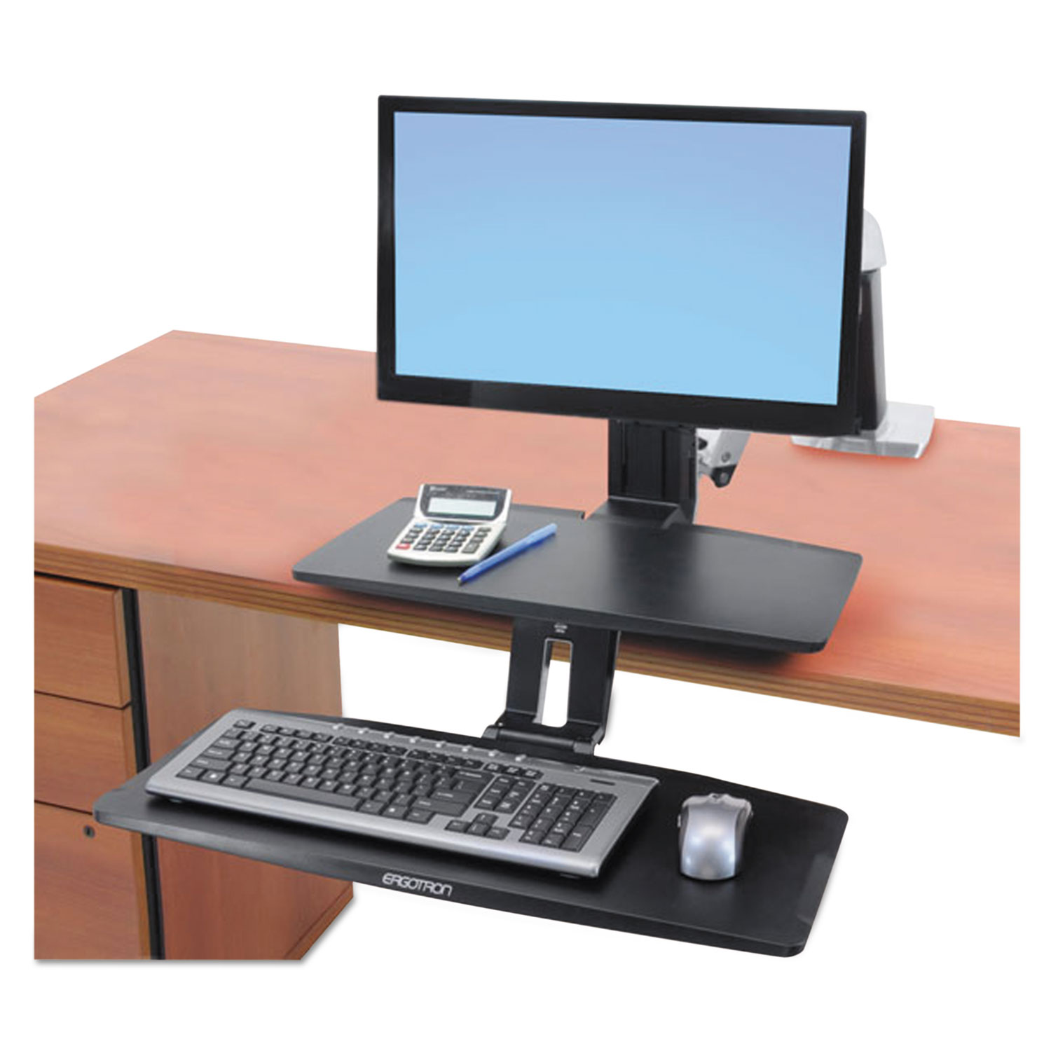 WorkFit-A Sit-Stand Workstation w/Suspended Keyboard, Single HD, Black