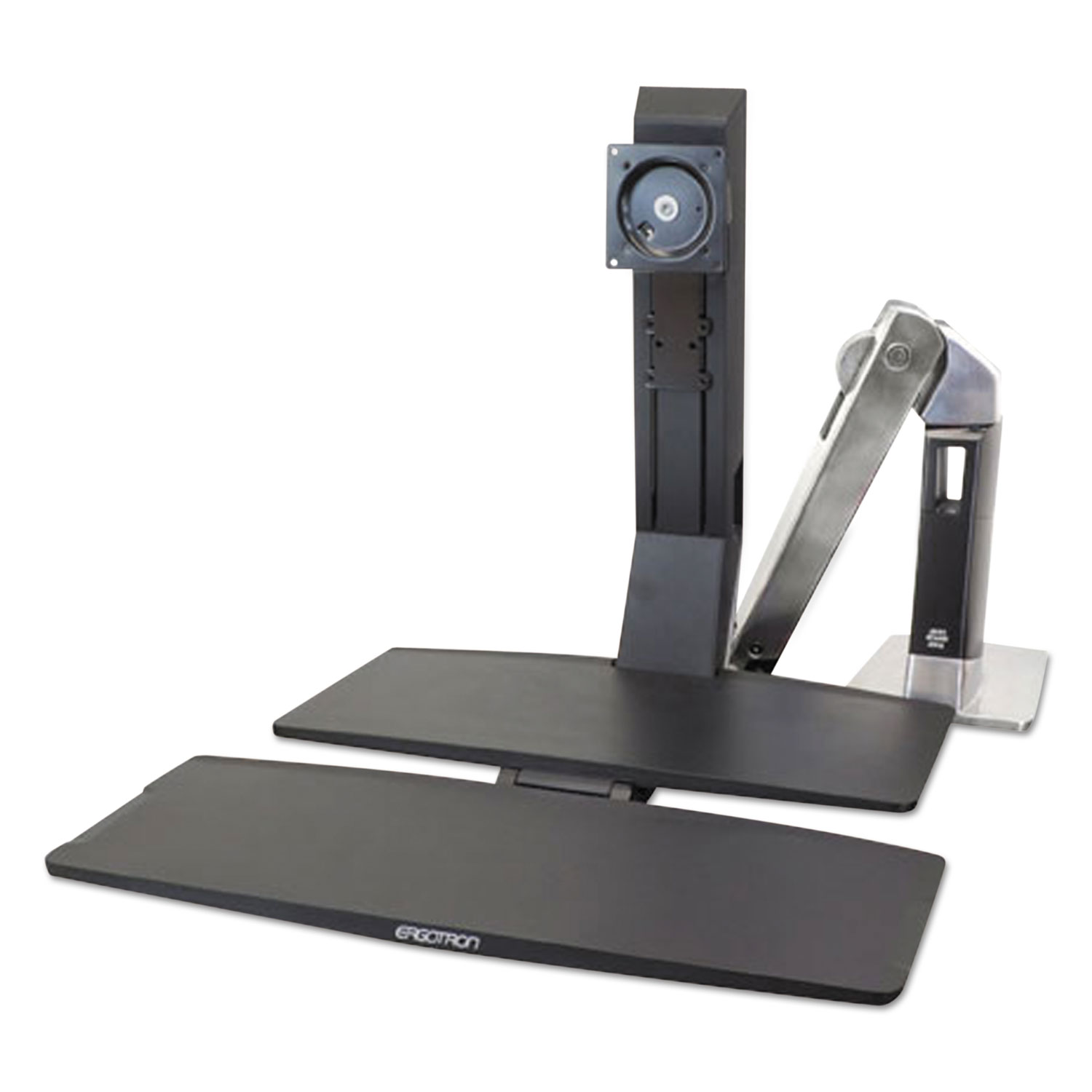 WorkFit-A Sit-Stand Workstation w/Worksurface+, LCD LD Monitor, Aluminum/Black