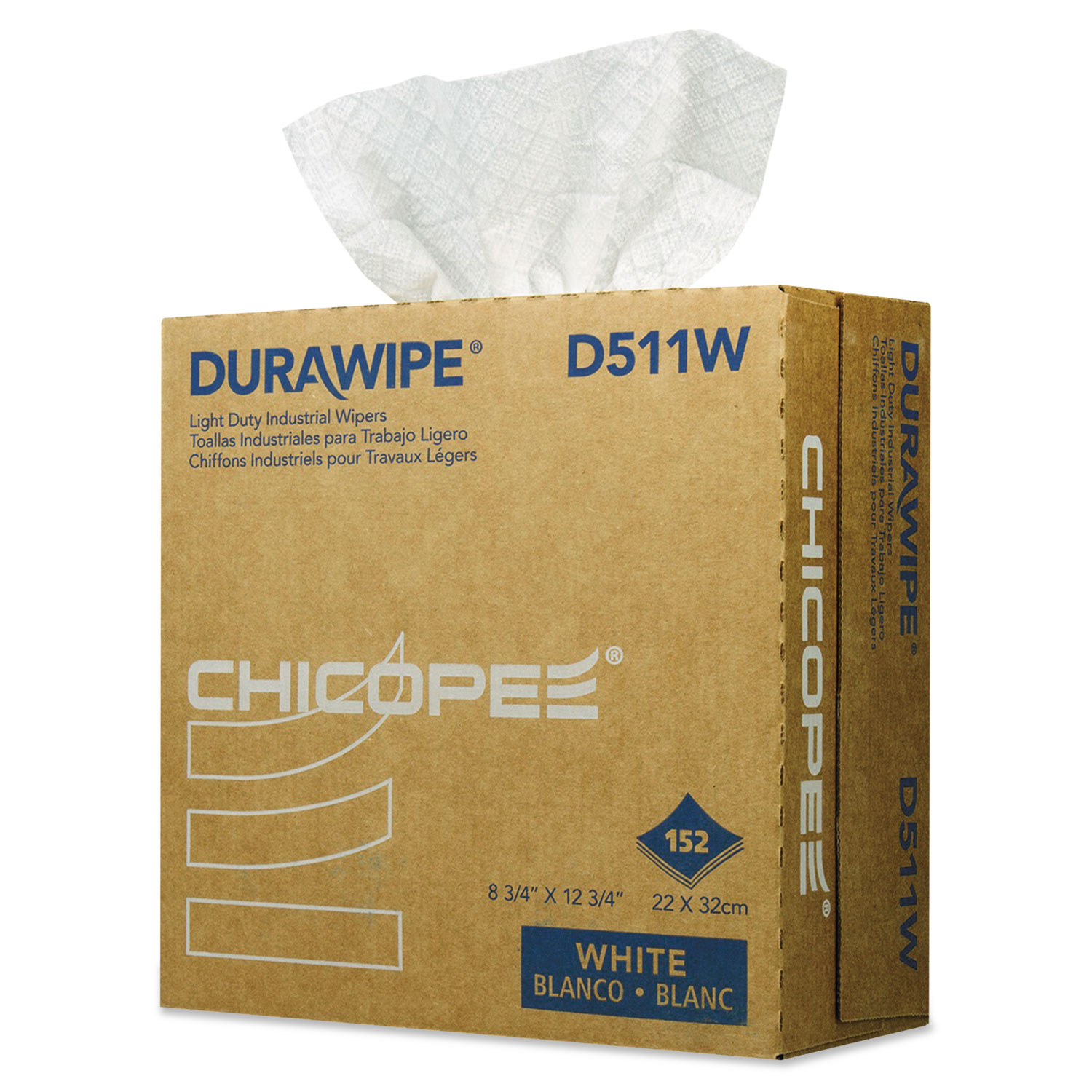  Chicopee D511W Durawipe Light Duty Industrial Wipers, 8.8 x 12.8, White, 152/Box, 12 Box/CT (CHID511W) 