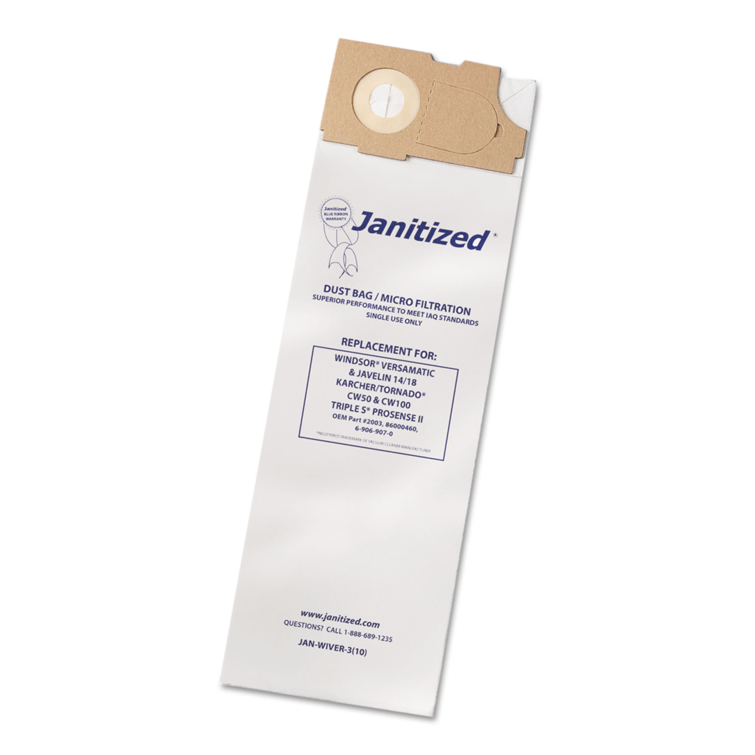  Janitized JAN-WIVER-3(10) Vacuum Filter Bags Designed to Fit Windsor Versamatic, 100/CT (APCJANWIVER3) 