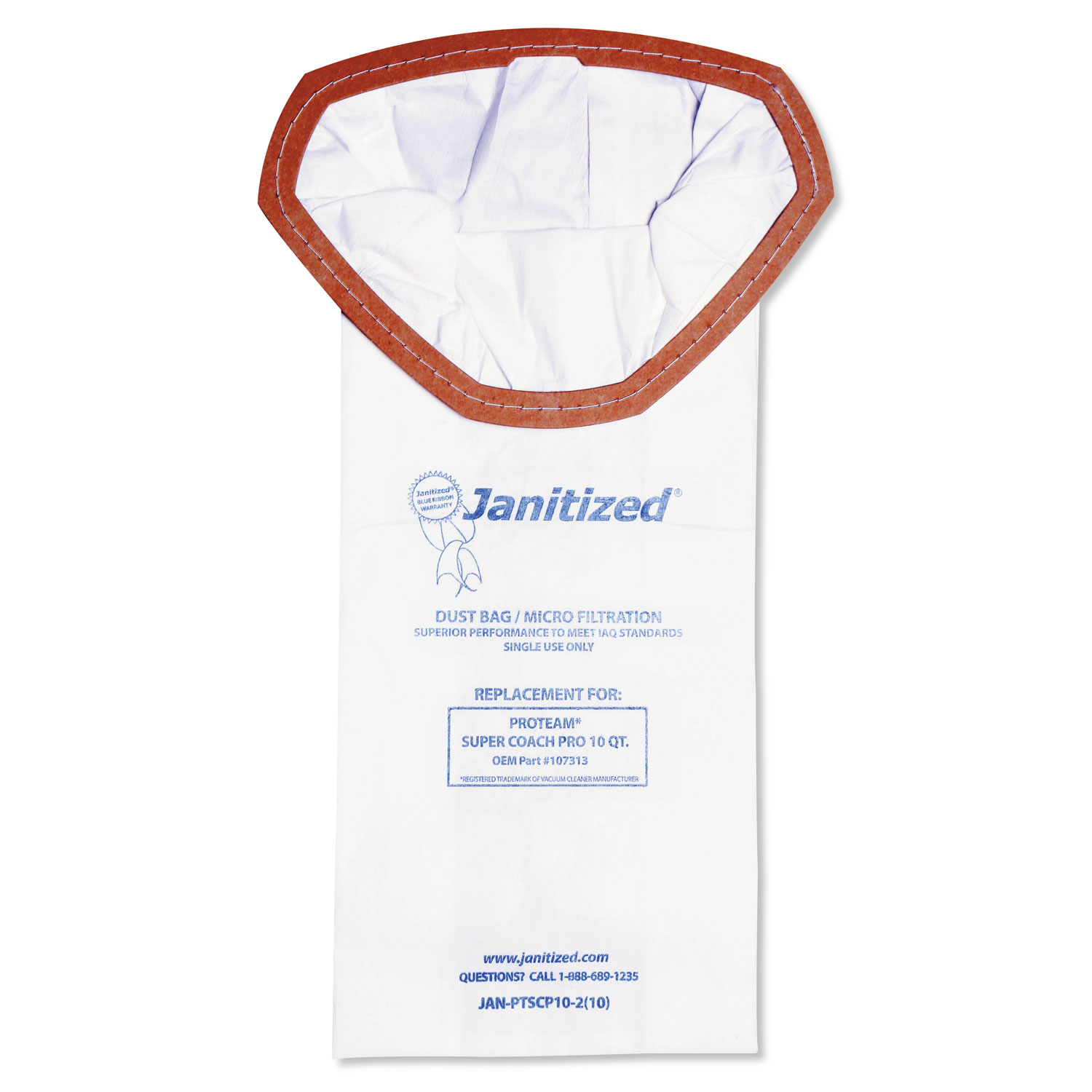  Janitized JAN-PTSCP10-2(10) Vacuum Filter Bags Designed to Fit ProTeam Super Coach Pro 10, 100/CT (APCJANPTSCP102) 