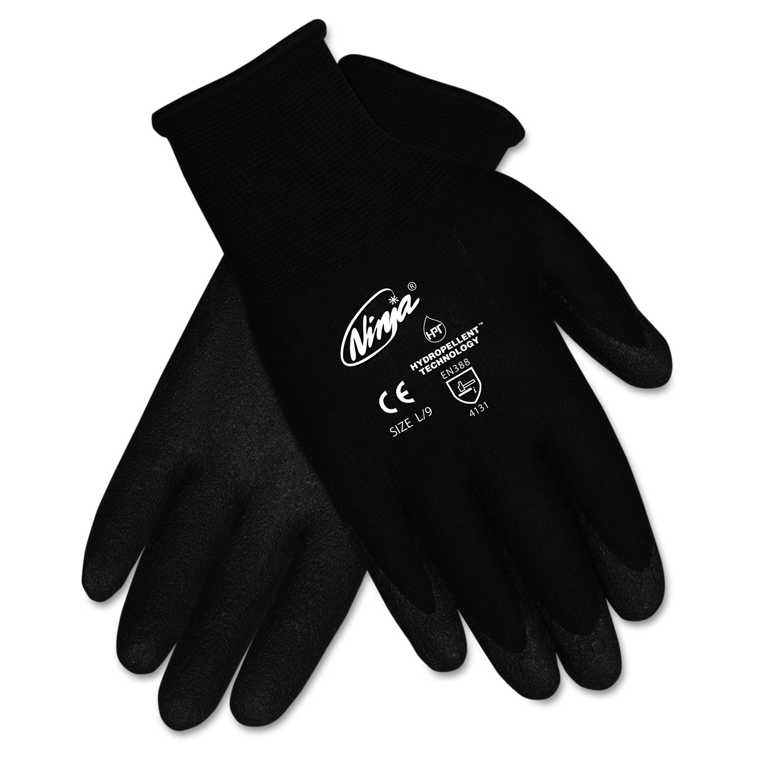  MCR Safety N9699L Ninja HPT PVC coated Nylon Gloves, Large, Black, Pair (CRWN9699LPK) 