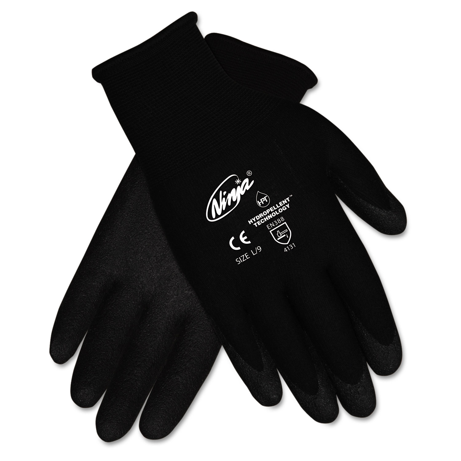 Ninja HPT PVC coated Nylon Gloves, Small, Black, Pair