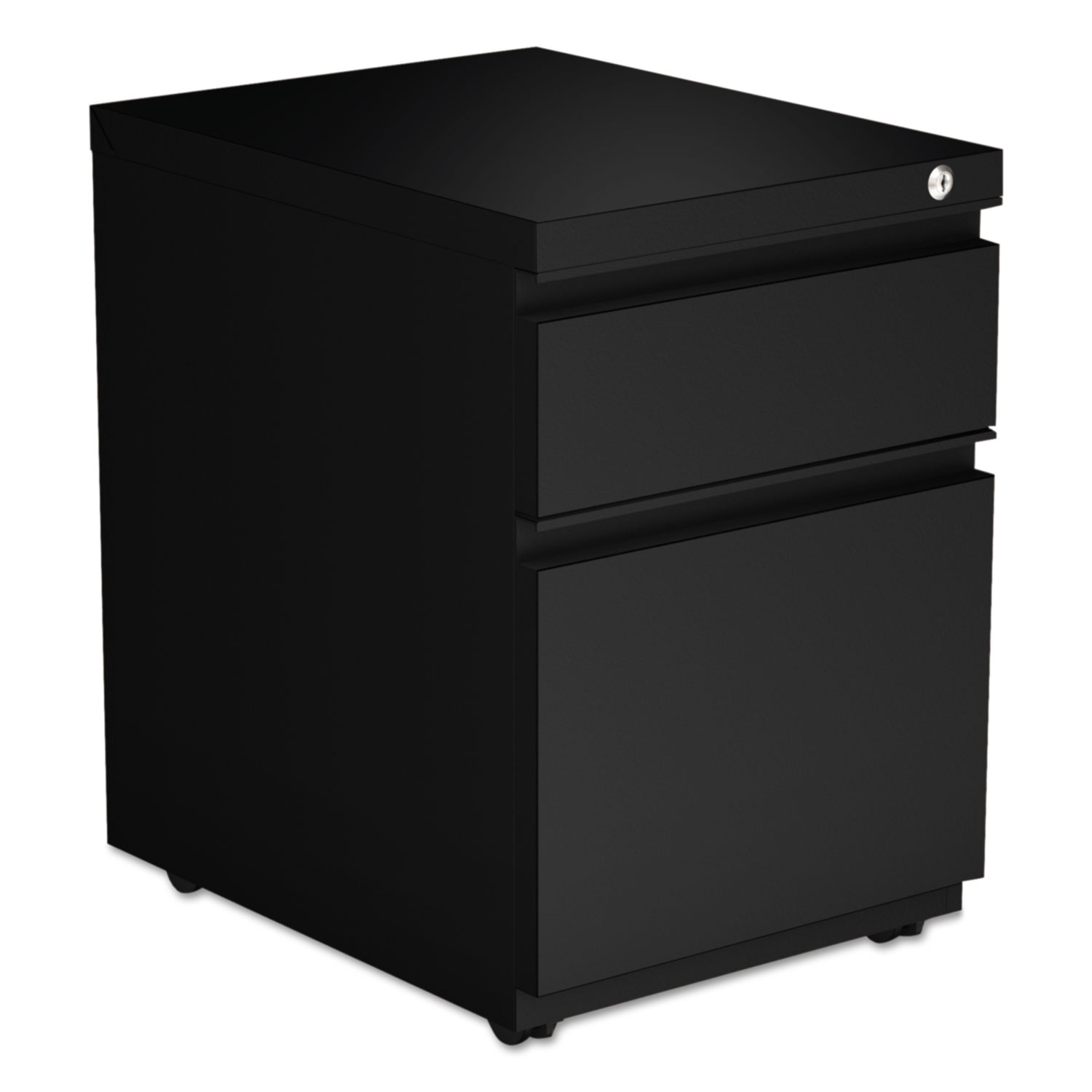 Two-Drawer Metal Pedestal Box File w/Full-Length Pull, 14 7/8w x 19 1/8d, Black