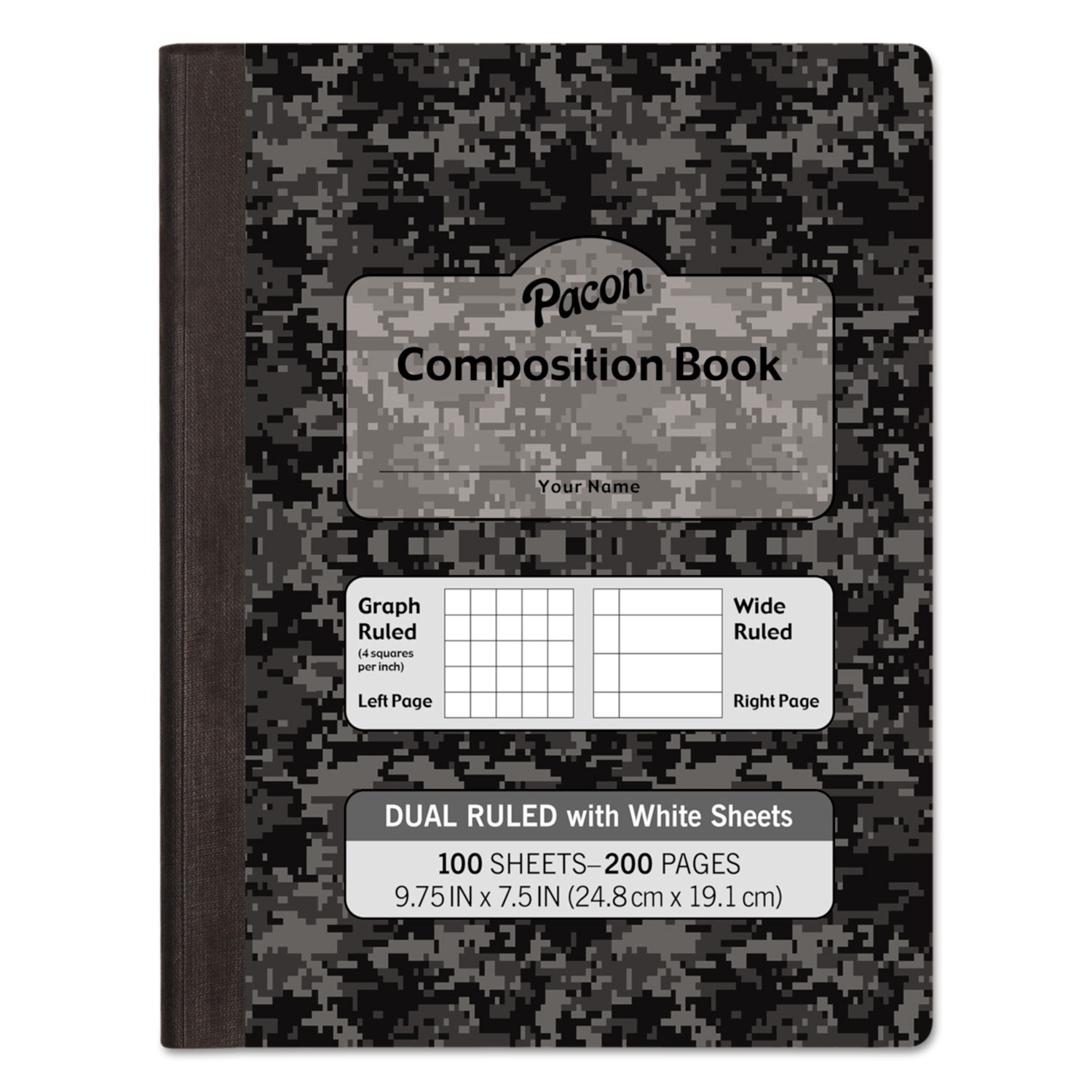  Pacon MMK37164 Composition Book, Wide/Legal Rule, Black Cover, 9.75 x 7.5, 100 Sheets (PACMMK37164) 
