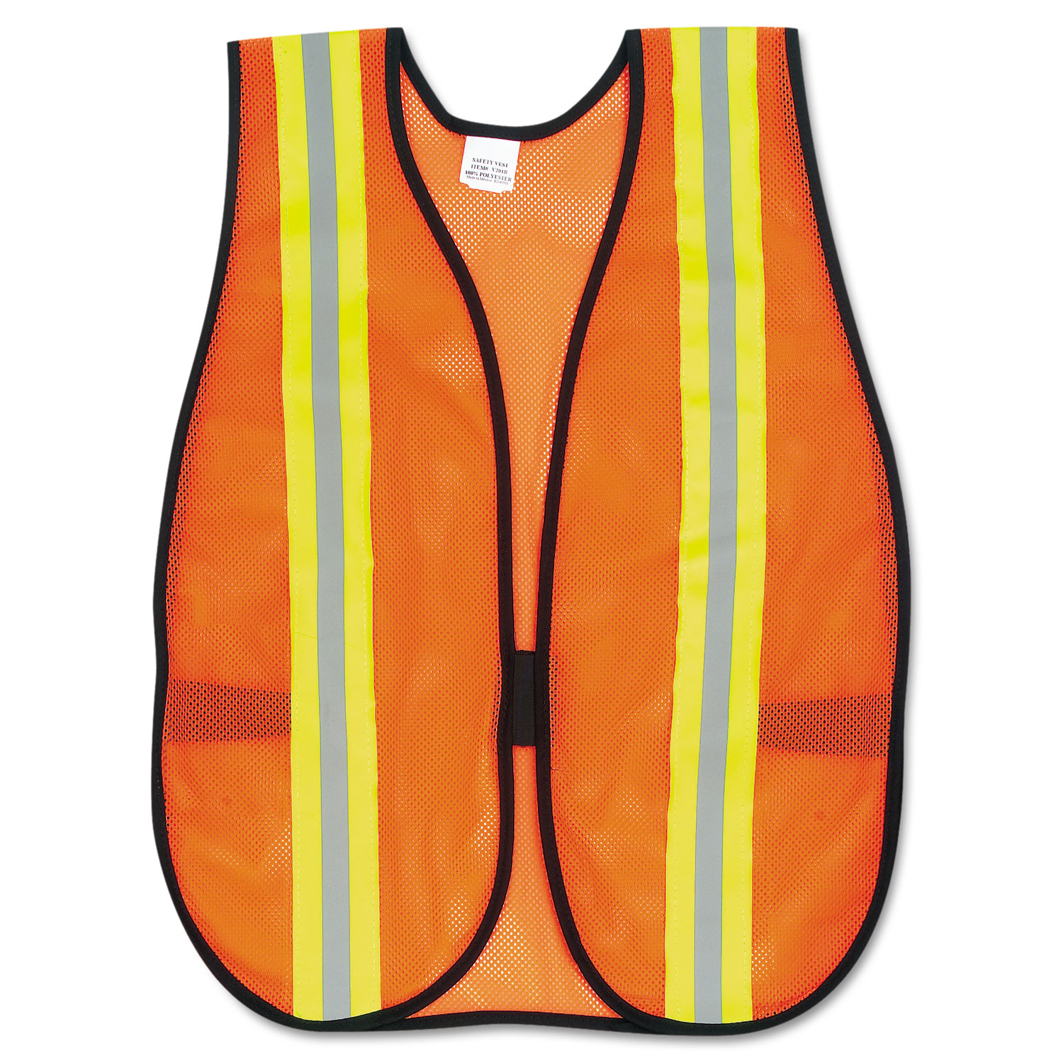  MCR Safety V201R Orange Safety Vest, 2 in. Reflective Strips, Polyester, Side Straps, One Size (CRWV201R) 