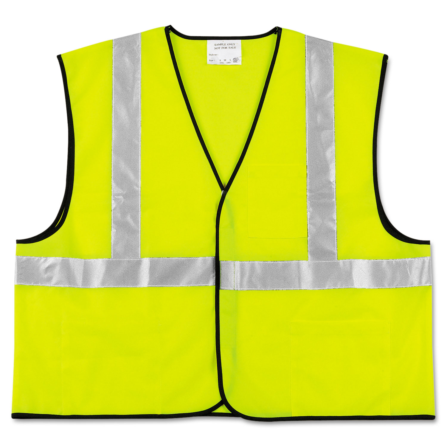Class 2 Safety Vest, Fluorescent Lime w/Silver Stripe, Polyester, X-Large
