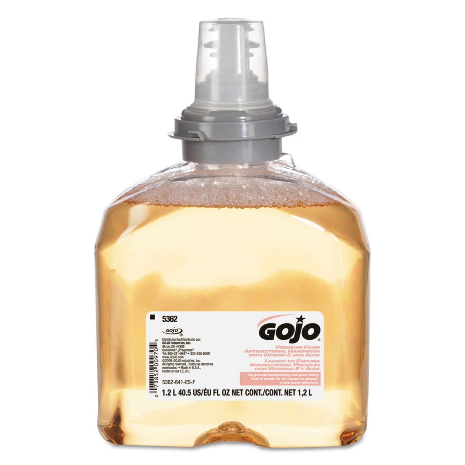  GOJO 5362-02 Premium Foam Antibacterial Hand Wash, Fresh Fruit Scent, 1200mL, 2/Carton (GOJ536202) 