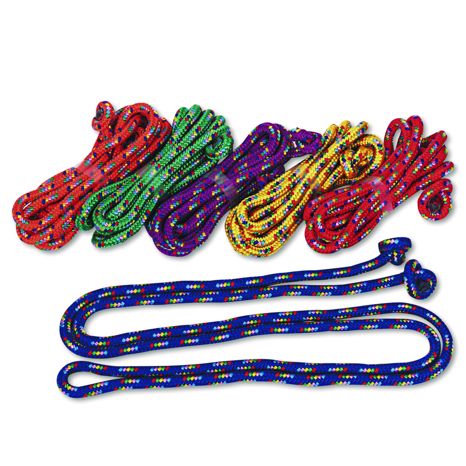 Braided Nylon Jump Ropes, 8 ft, Assorted, 6/Pack - ASE Direct