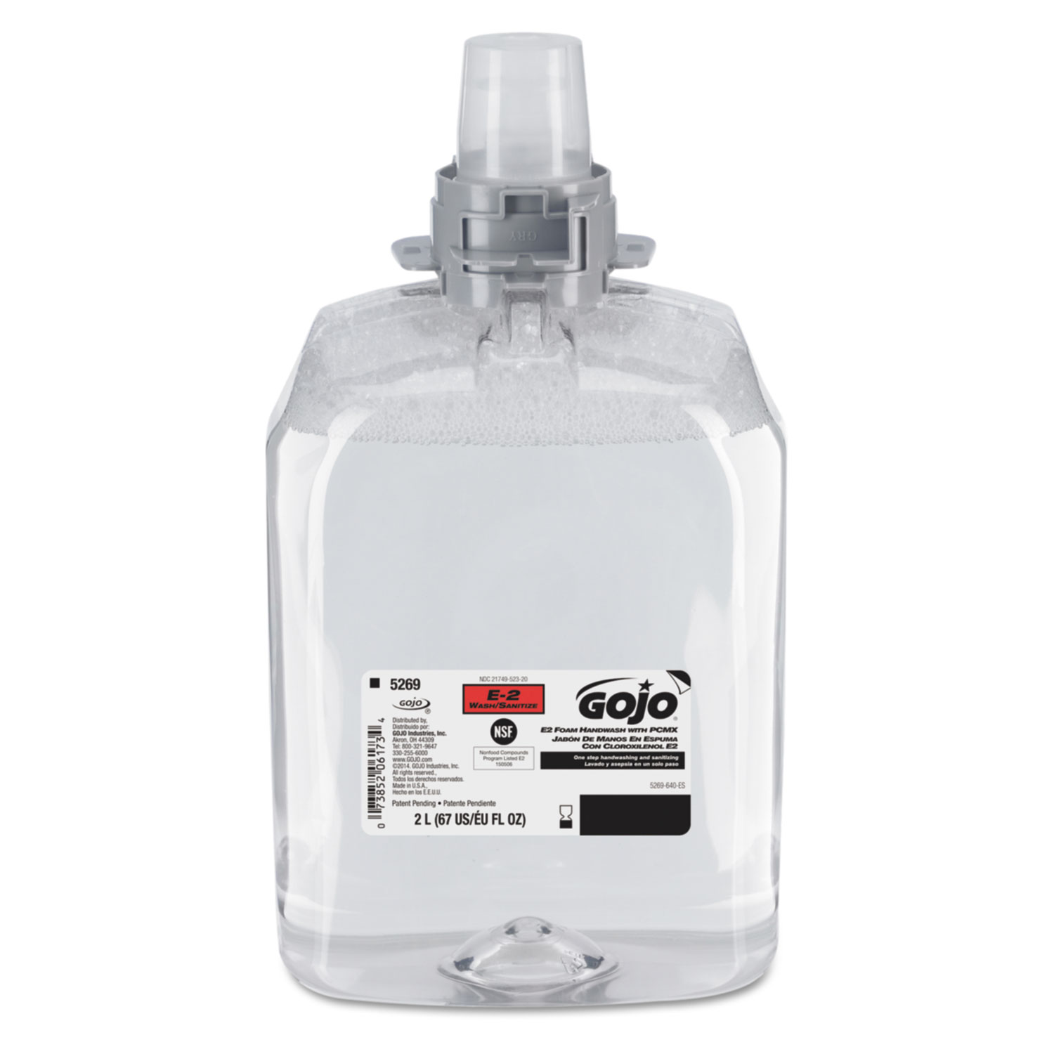  GOJO 5269-02 E2 Foam Handwash with PCMX f/FMX-20 Dispensers, 2000 mL Refill, 2/Carton (GOJ526902) 