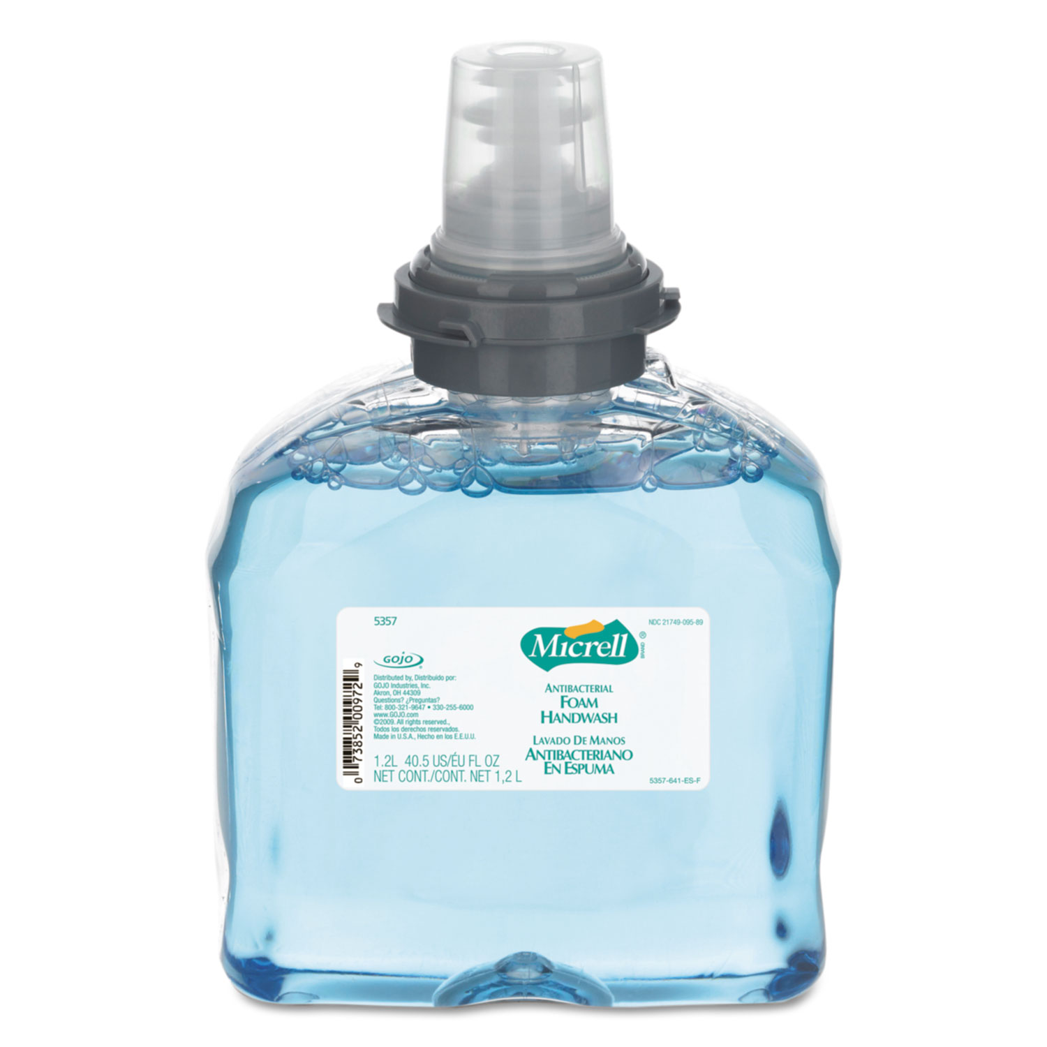  MICRELL 5357-02 Antibacterial Foam Handwash, Touch-Free Refill, 1200 mL, 2/Carton (GOJ535702) 