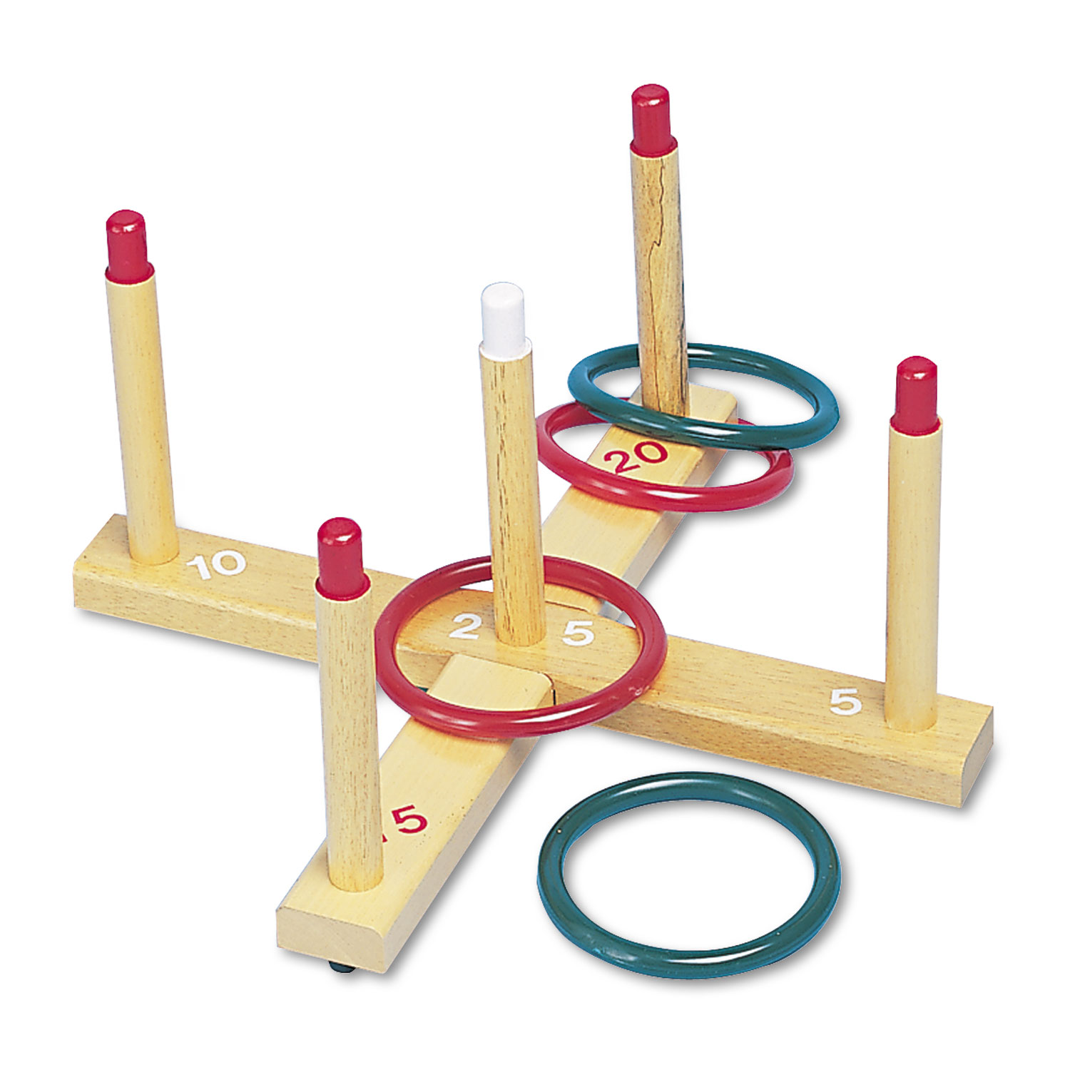  Champion Sports QS1 Ring Toss Set, Plastic/Wood, Assorted Colors, 4 Rings/5 Pegs/Set (CSIQS1) 