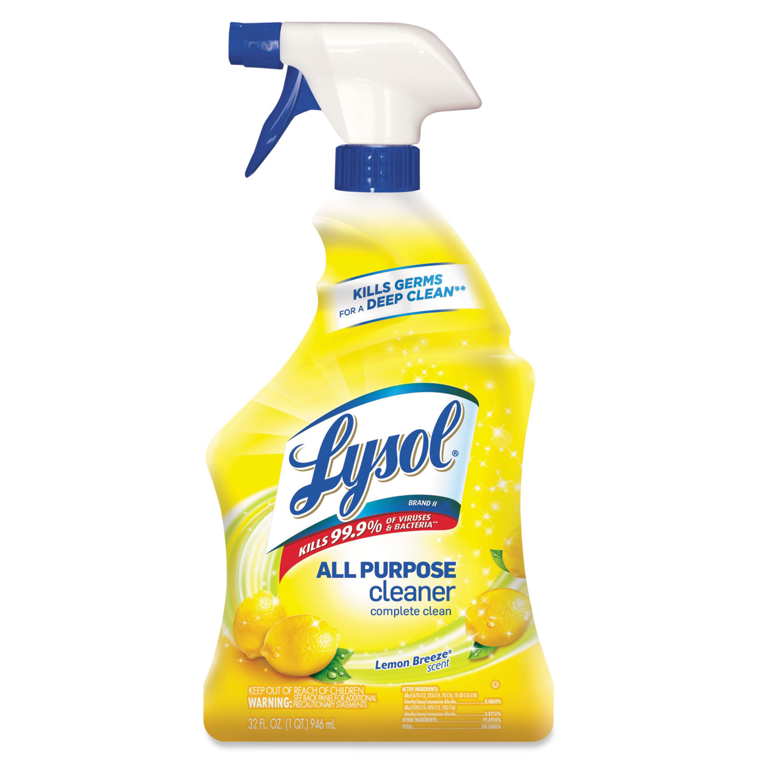  LYSOL Brand II 19200-75352 Ready-to-Use All-Purpose Cleaner, Lemon Breeze, 32 oz Spray Bottle (RAC75352EA) 