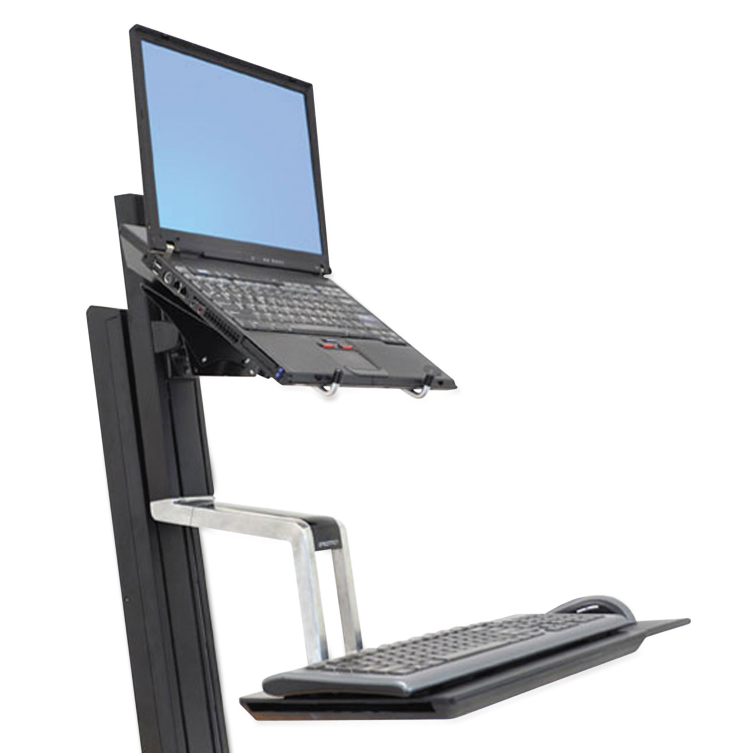WorkFit-S Sit-Stand Workstation without Worksurface, LCD LD, Aluminum/Black